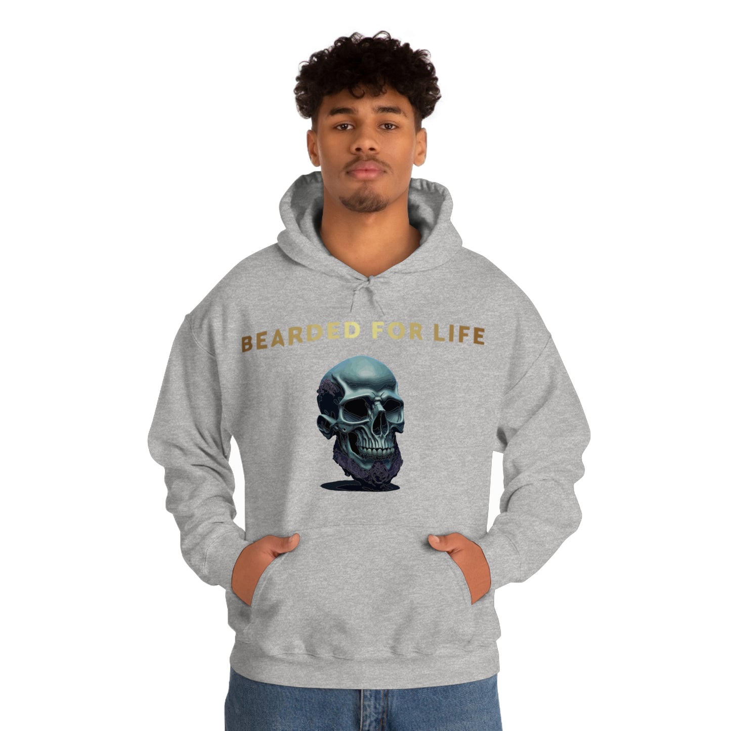 Bearded for life hoodie with a skull with a beard for the man that will have beard till he dies and is proud of his beard on fathers day v1