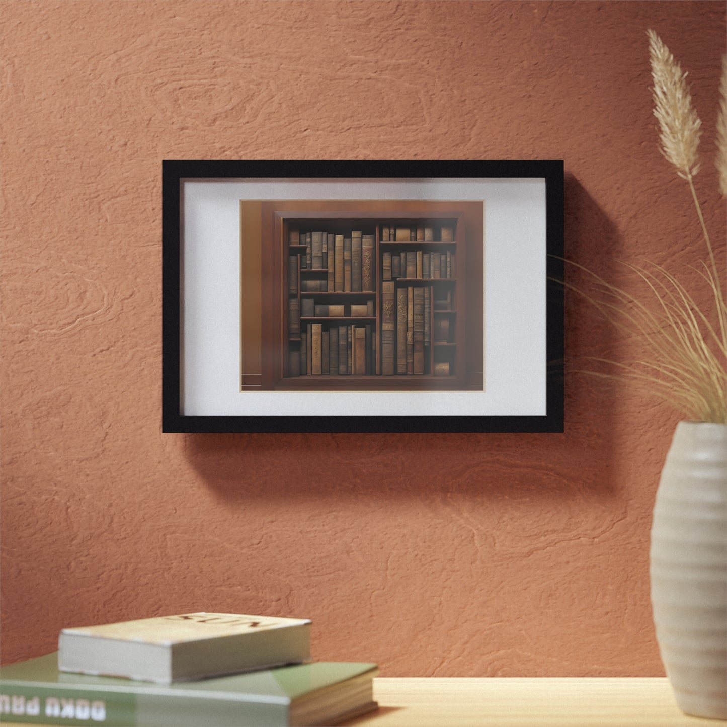 Library framed art library bookshelf studio study office poster teacher 2