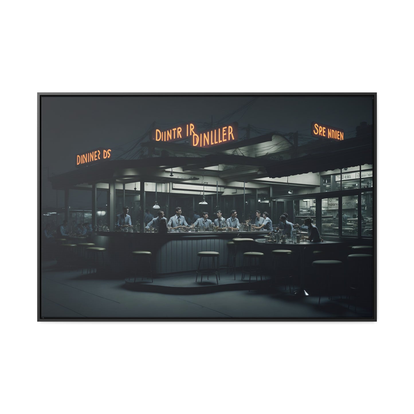 Drive-In Diner Dreams Nostalgic Dystopian Collection of Retro Wall Art Gallery Canvas Wraps Horizontal Frame v3/6