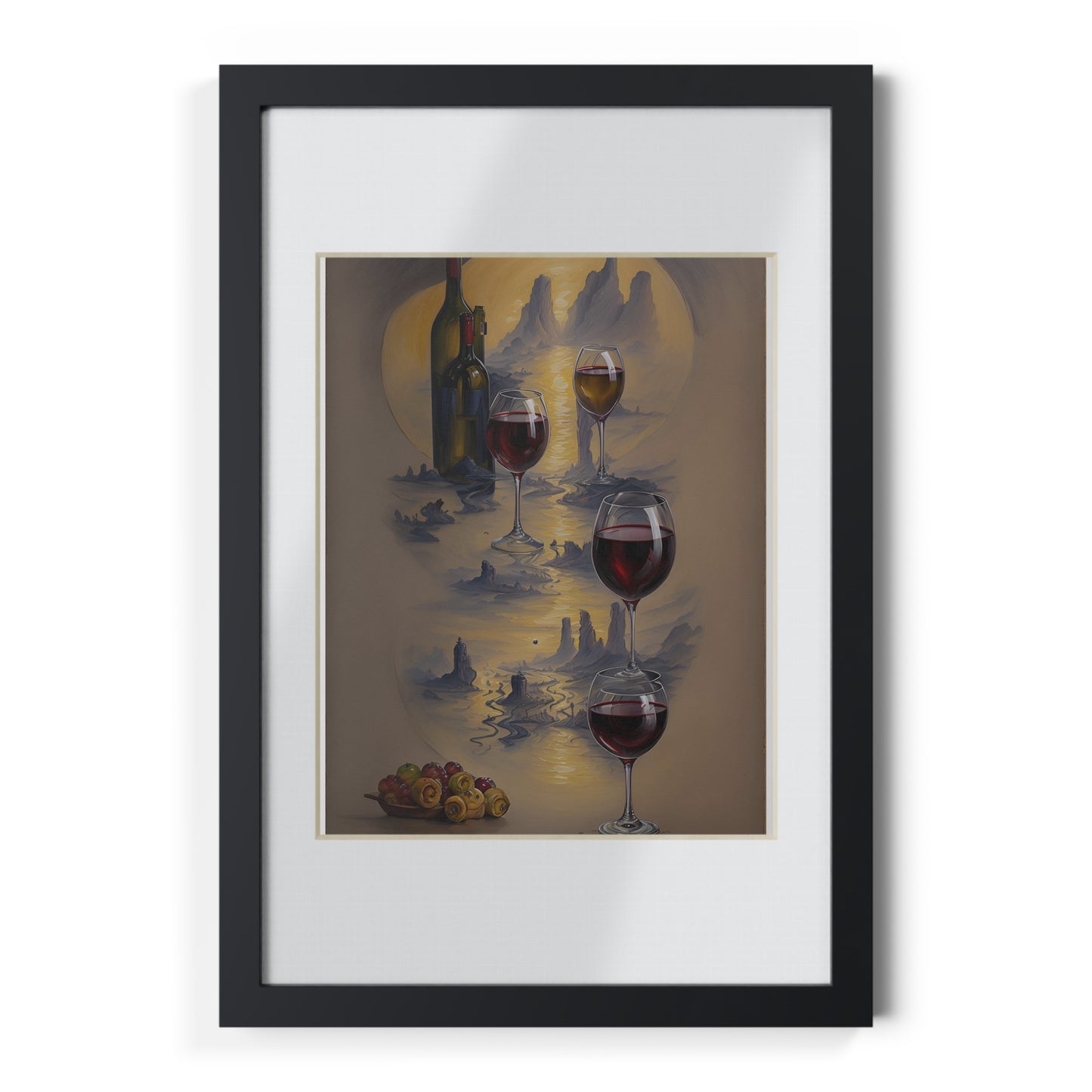 Wine framed art bar gift for mom black for the kitchen dining room poster v3