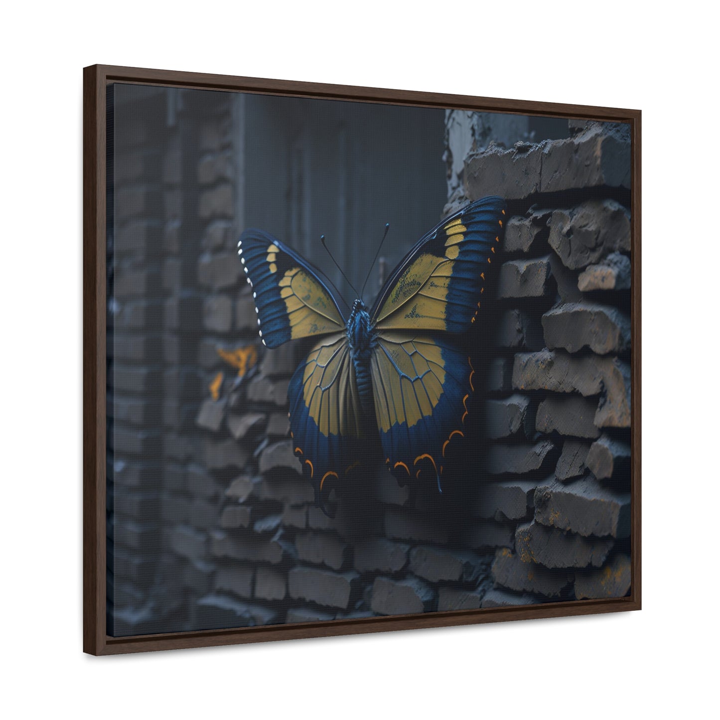 Dilapidated Butterfly Gallery Canvas art Wrap artwork depicting a fresh start at life in a barren wasteland