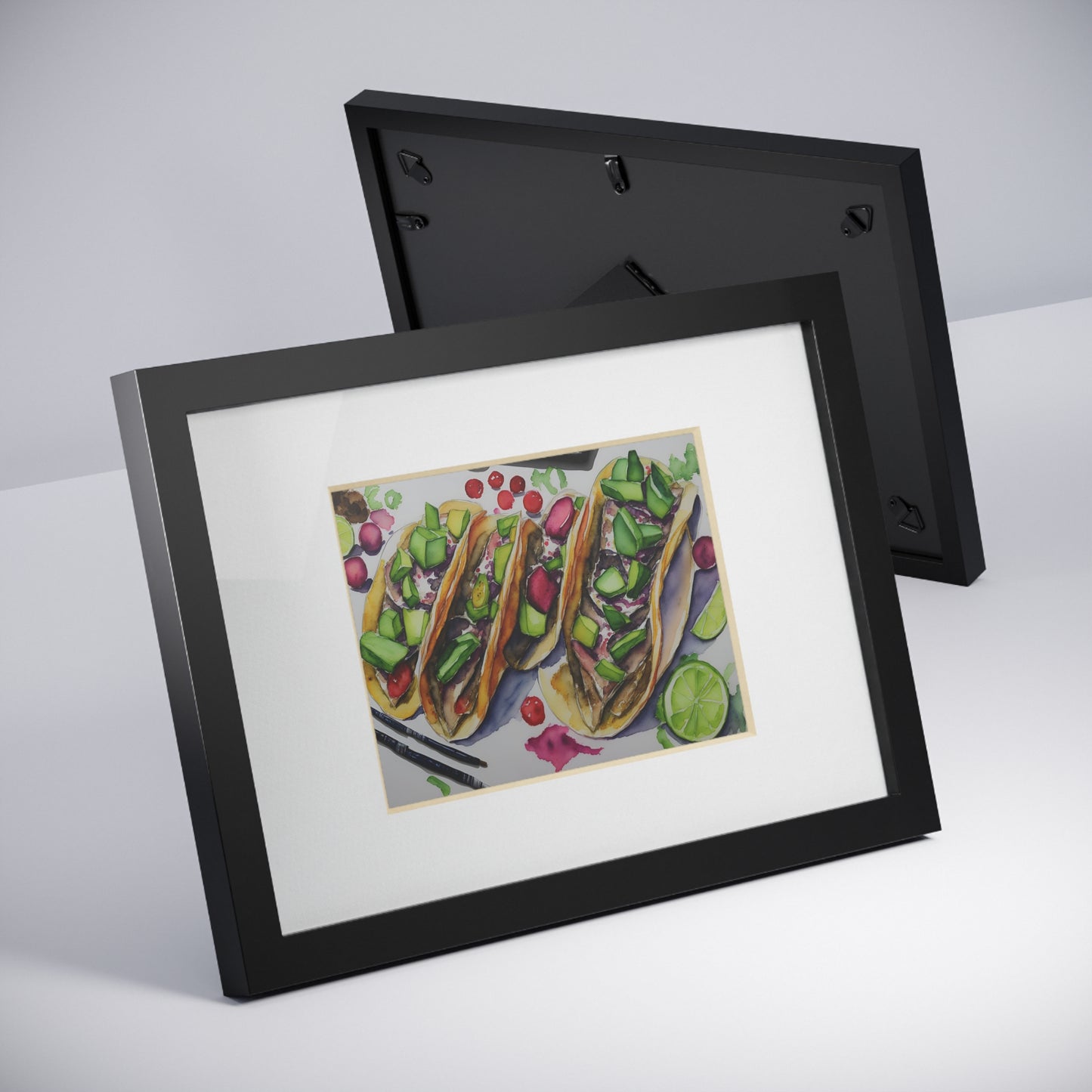 Tacos framed art bar gift for restaurant black frame kitchen dining poster v4