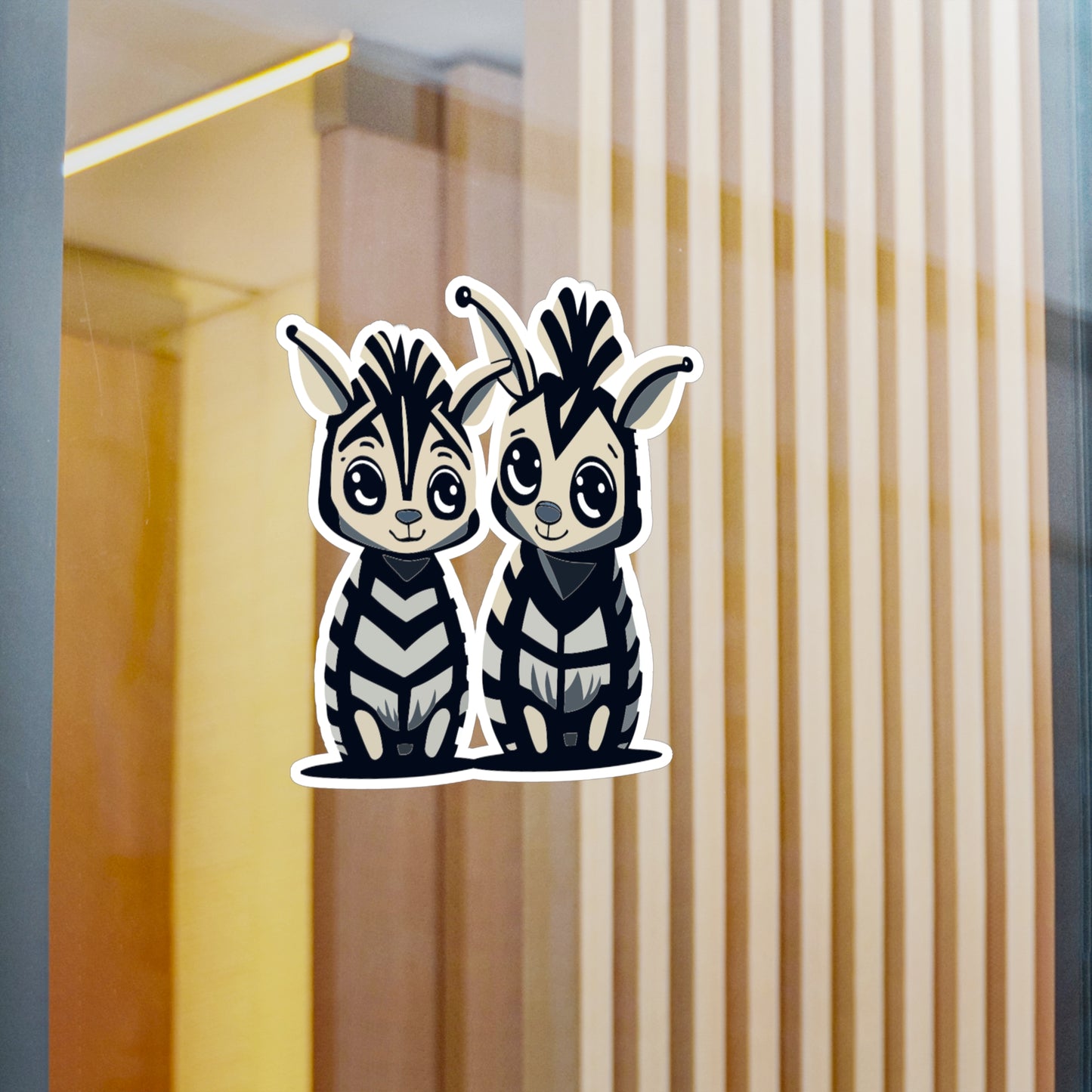 Mother and baby zebra Vinyl Decal to liven up the playroom with vinyl cartoon animals with satin finish removable and restick decal