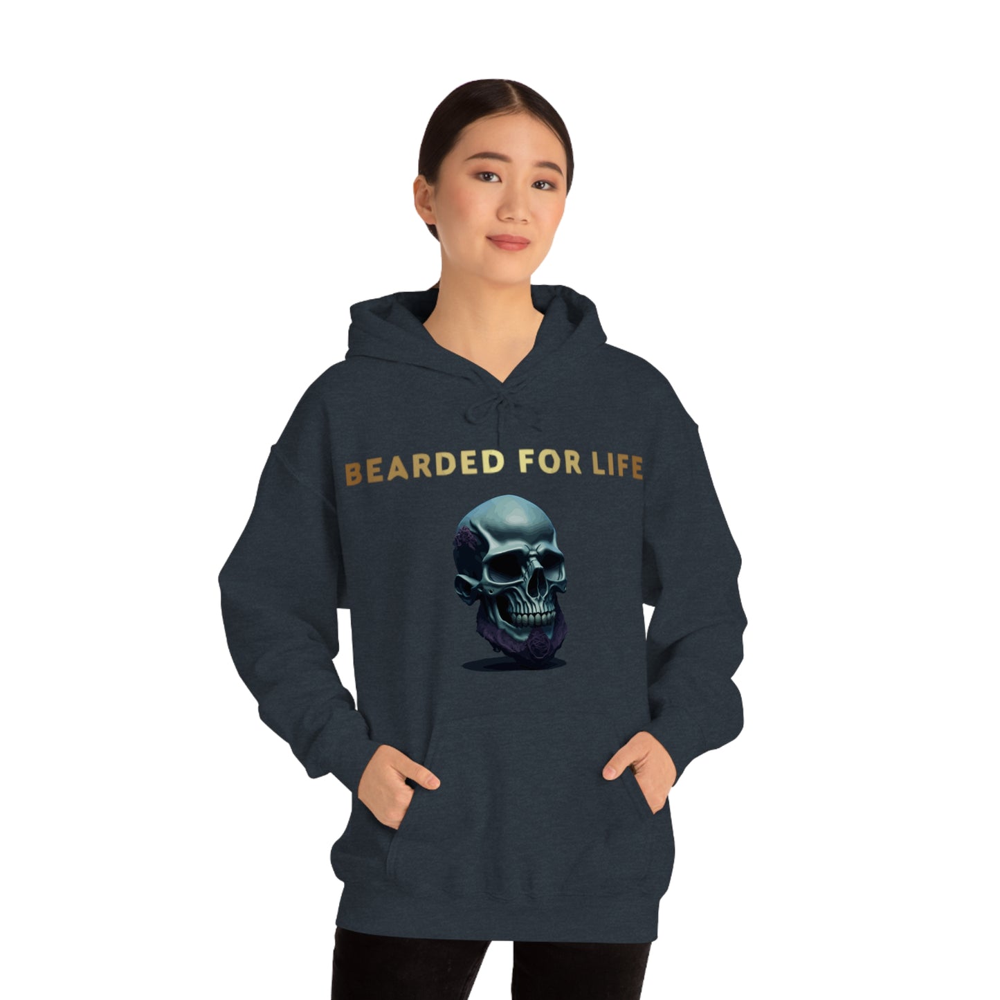 Bearded for life hoodie with a skull with a beard for the man that will have beard till he dies and is proud of his beard on fathers day v1