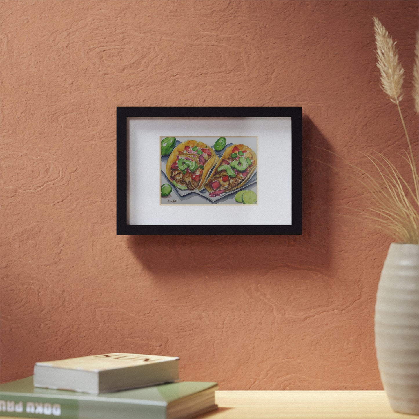 Tacos framed art bar gift for restaurant black frame kitchen dining poster v1