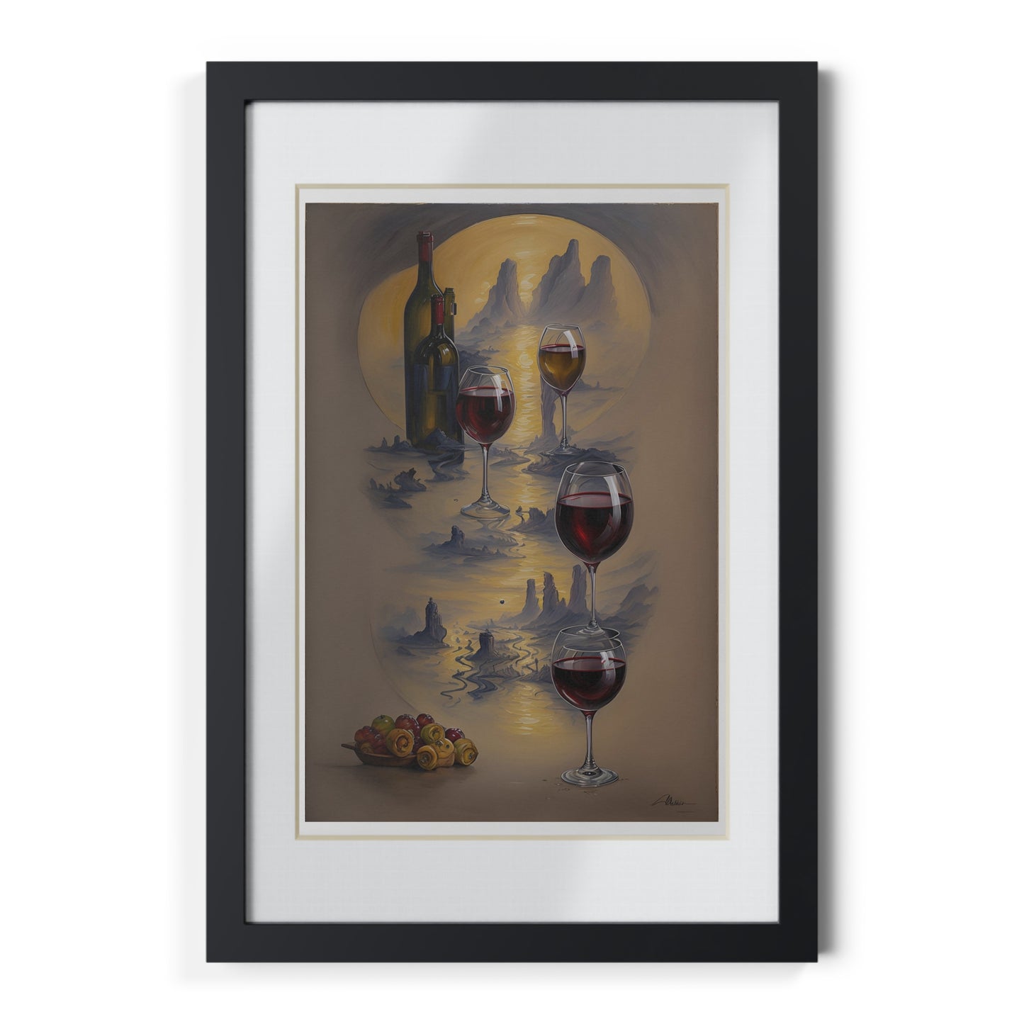 Wine framed art bar gift for mom black for the kitchen dining room poster v3