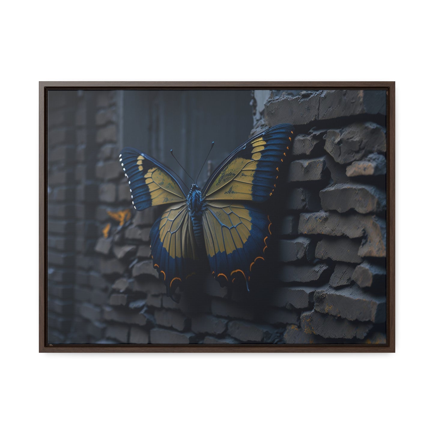 Dilapidated Butterfly Gallery Canvas art Wrap artwork depicting a fresh start at life in a barren wasteland