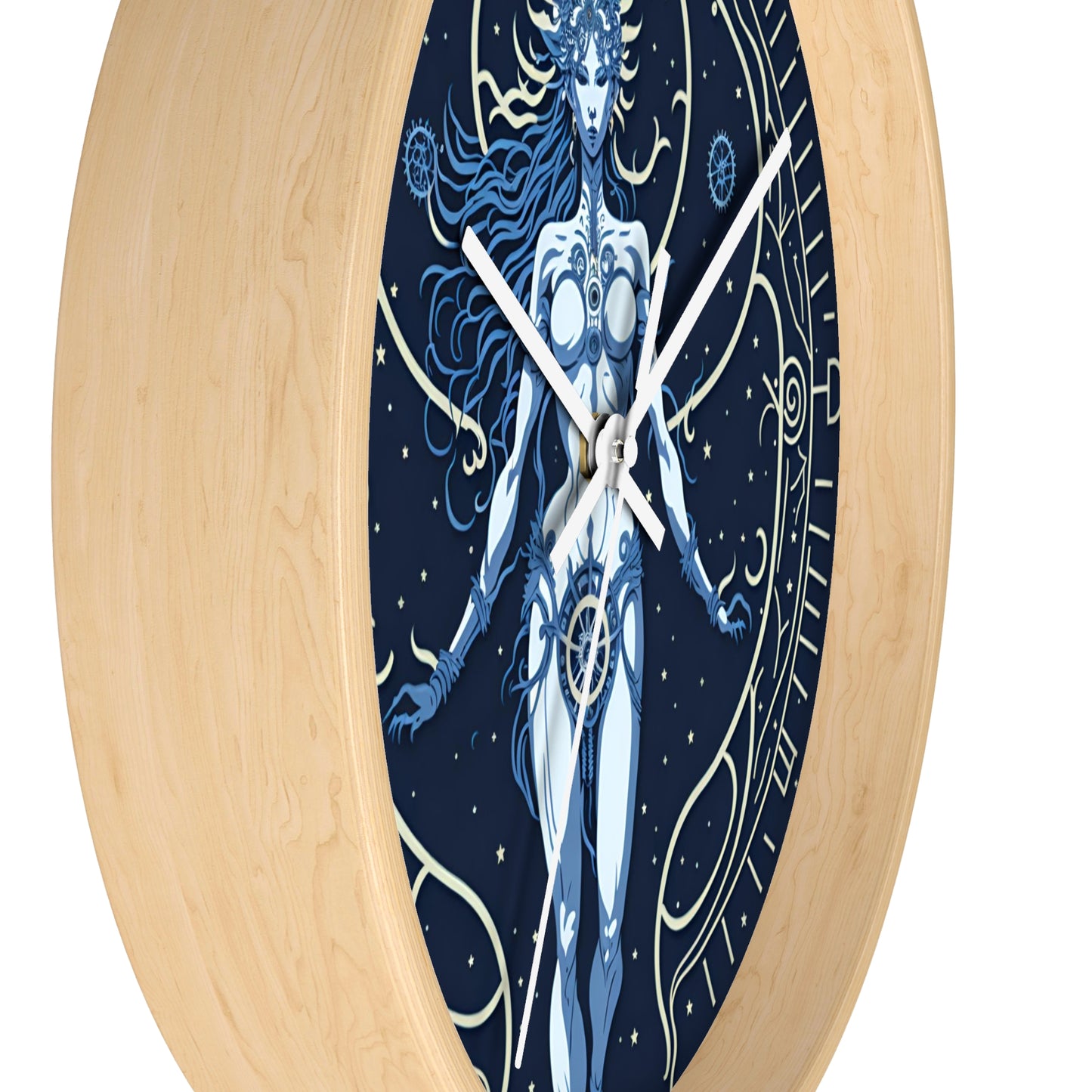 Celestial Goddess Wall Clock Blue design 1 celestial goddess blue Analog Wall Clock design for those fantasy lovers the library bedroom