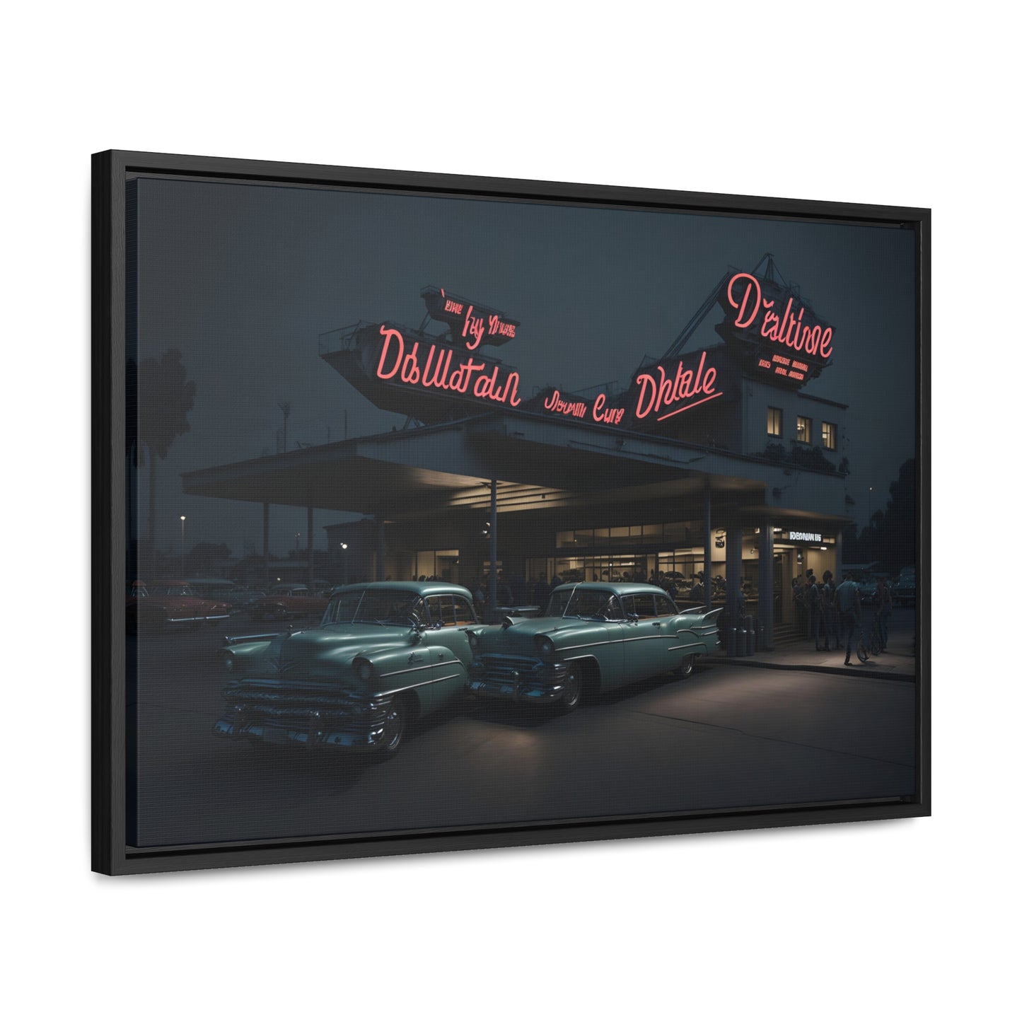 Drive-In Diner Dreams Nostalgic Dystopian Collection of Retro Wall Art Gallery Canvas Wraps Horizontal Frame v5/6