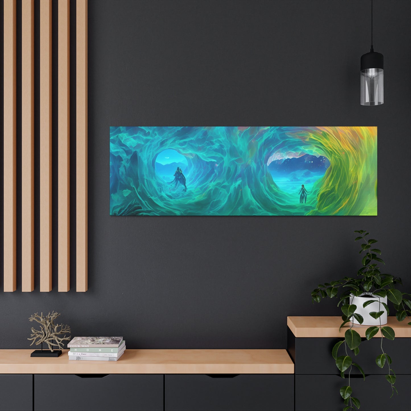 Rainbow wave stretched Canvas Gallery Wraps for the gameroom art gay gift for lgbtq lovers ally femme style art horizontal orientation v2