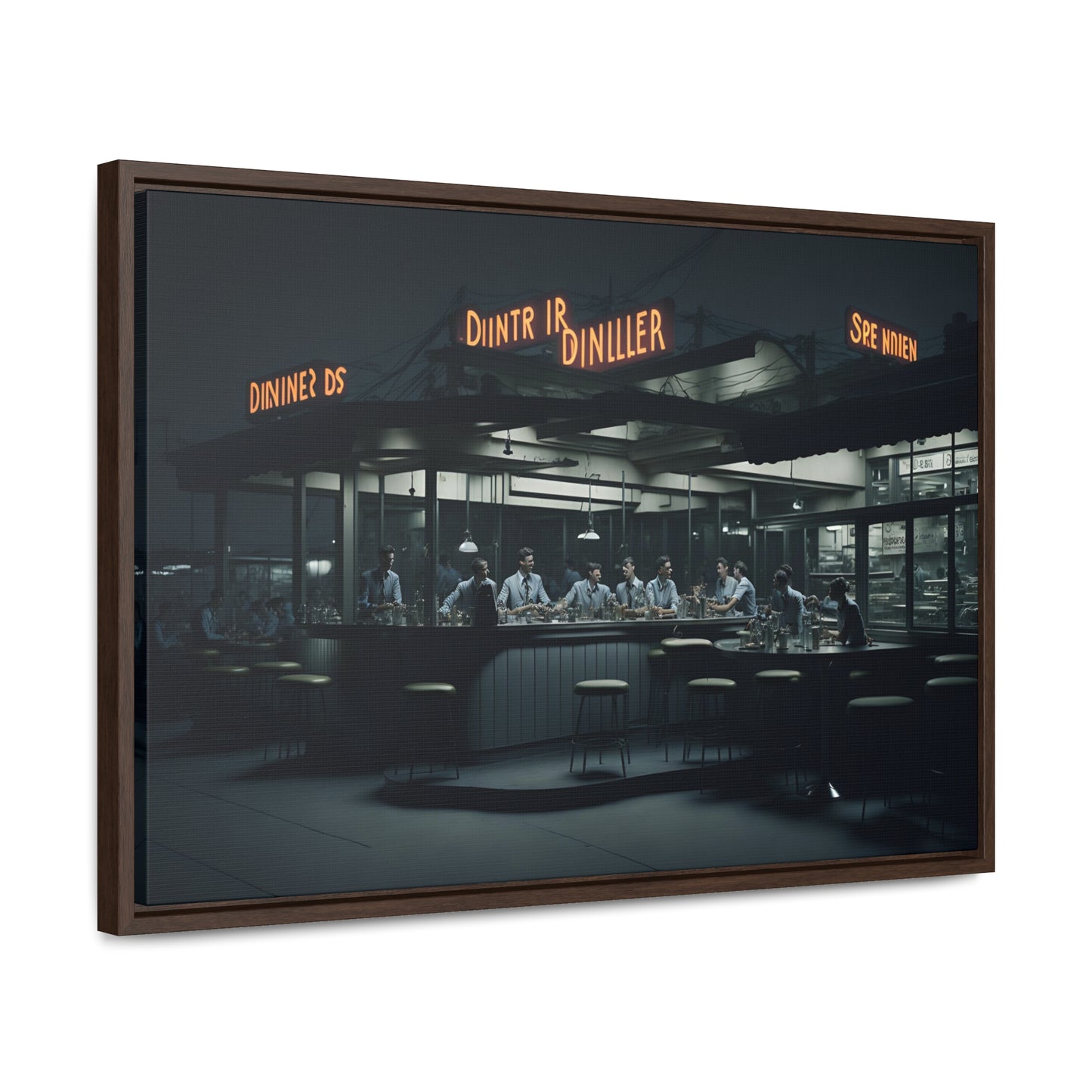 Drive-In Diner Dreams Nostalgic Dystopian Collection of Retro Wall Art Gallery Canvas Wraps Horizontal Frame v3/6