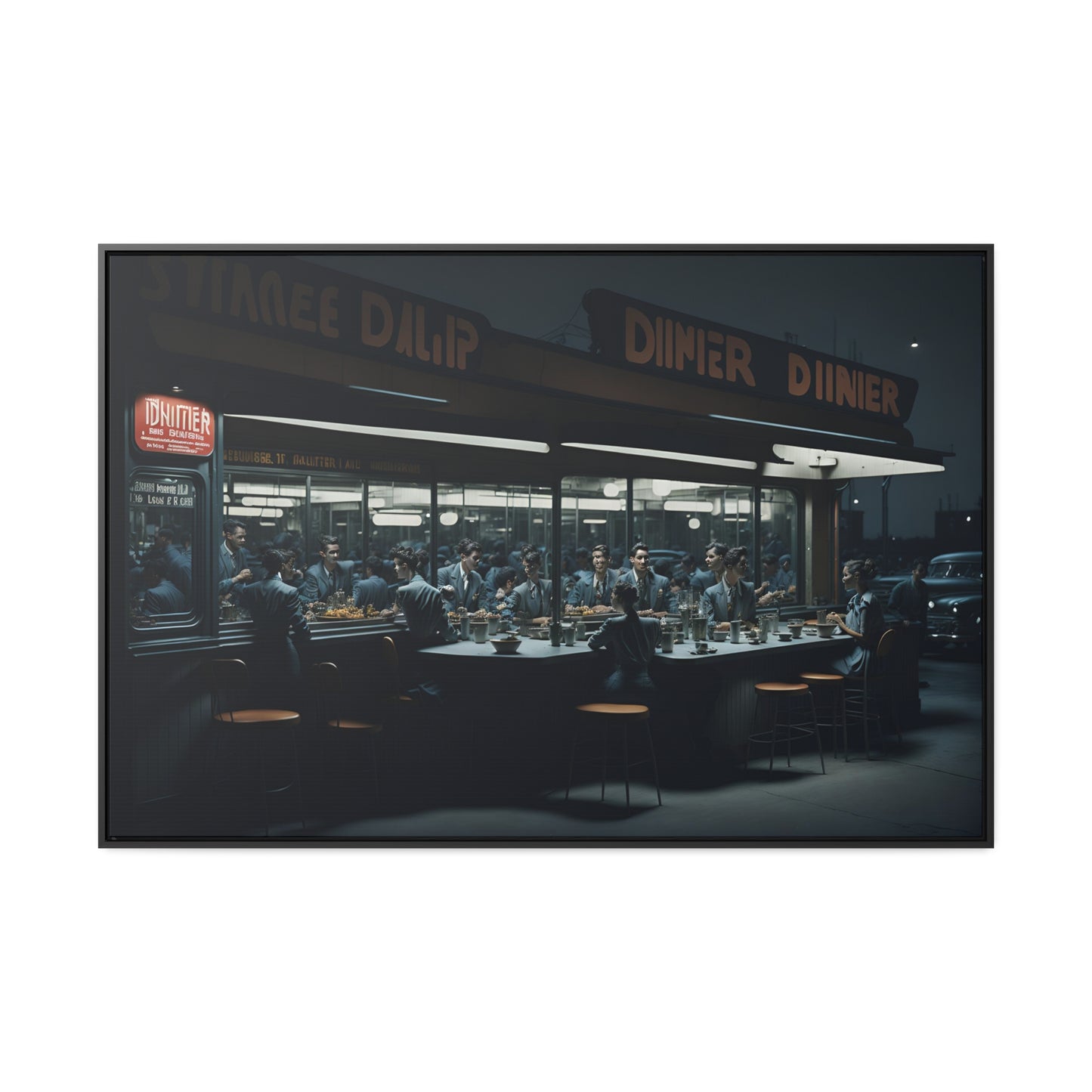 Drive-In Diner Dreams Nostalgic Dystopian Collection of Retro Wall Art Gallery Canvas Wraps Horizontal Frame v2/6