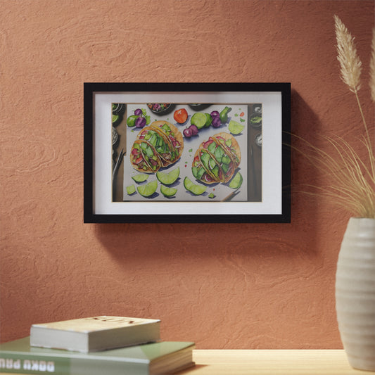 Tacos framed art bar gift for restaurant black frame kitchen dining poster v3