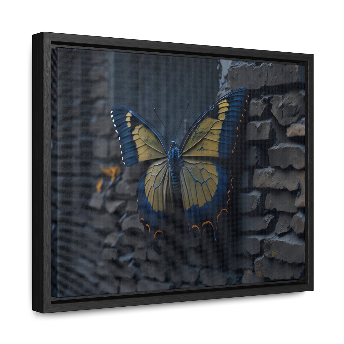 Dilapidated Butterfly Gallery Canvas art Wrap artwork depicting a fresh start at life in a barren wasteland