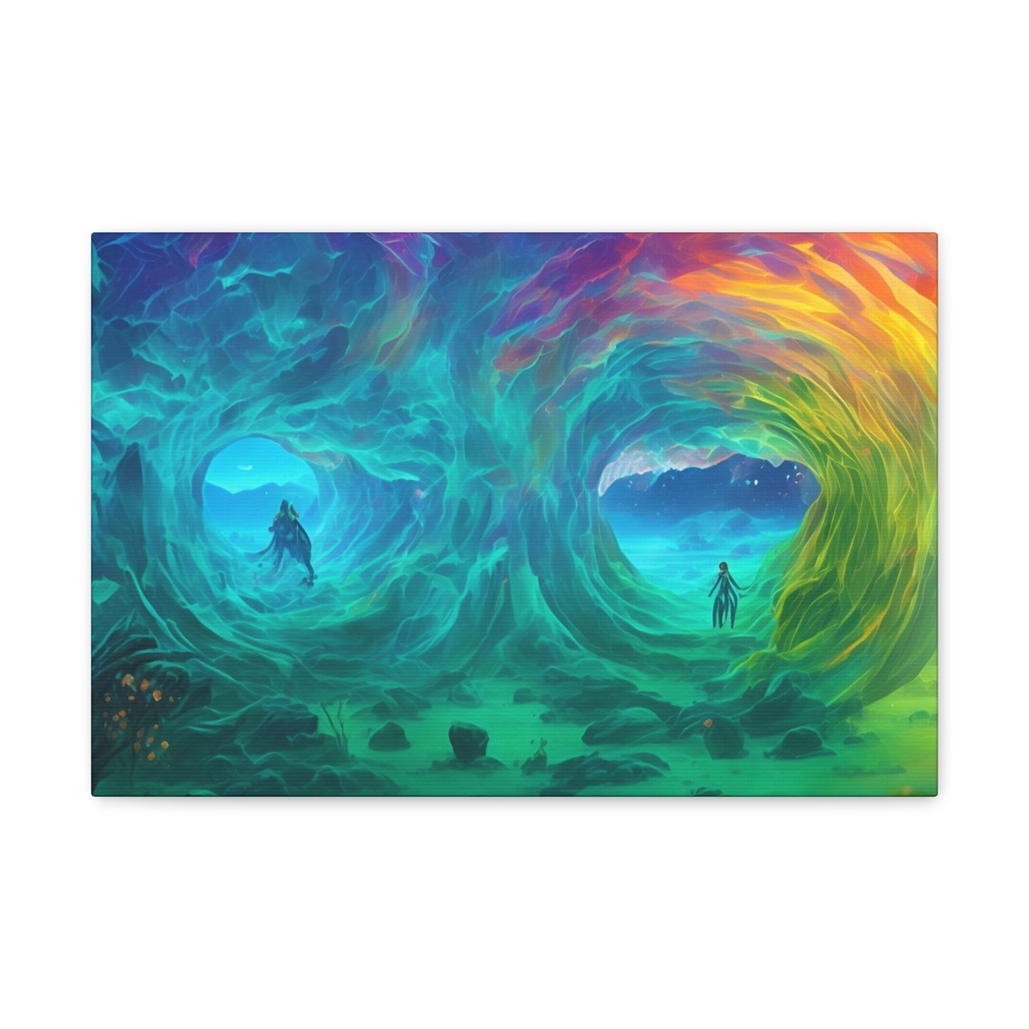 Rainbow wave stretched Canvas Gallery Wraps for the gameroom art gay gift for lgbtq lovers ally femme style art horizontal orientation v2