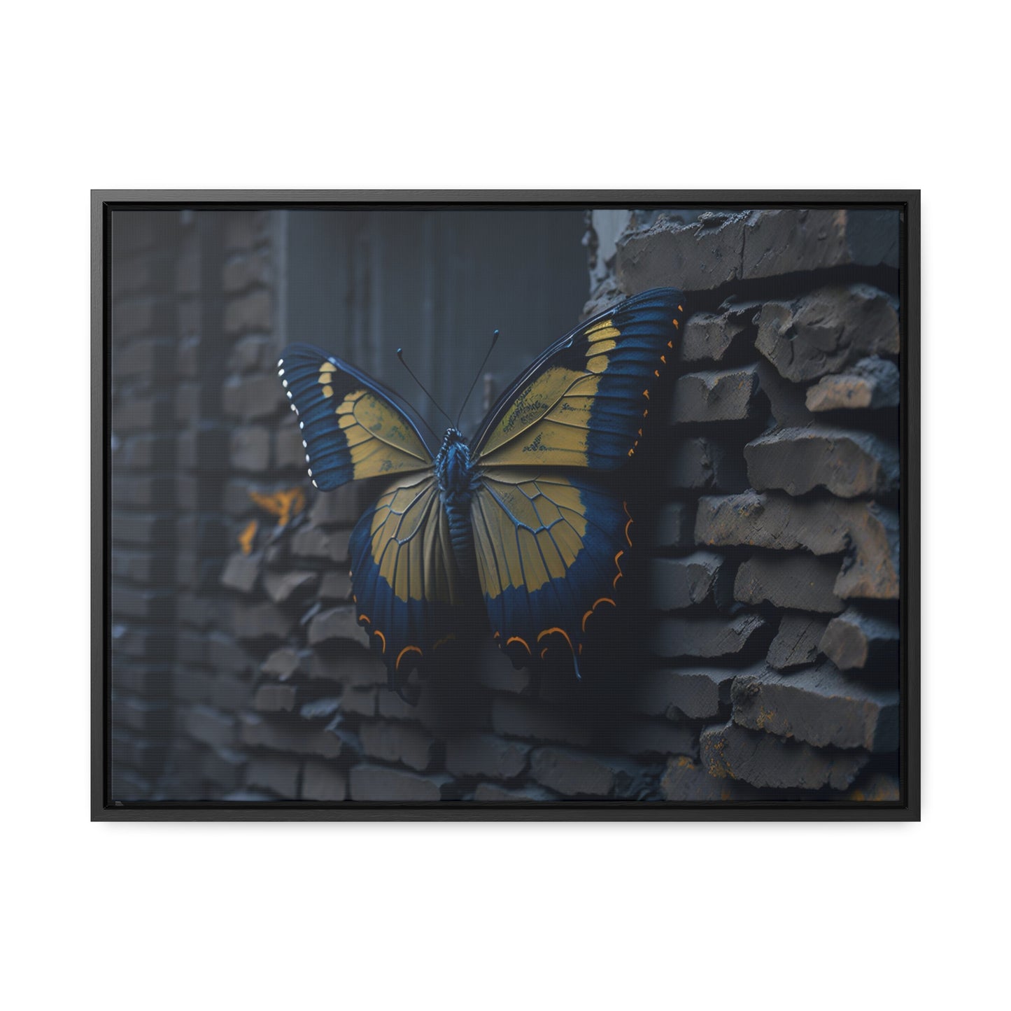 Dilapidated Butterfly Gallery Canvas art Wrap artwork depicting a fresh start at life in a barren wasteland