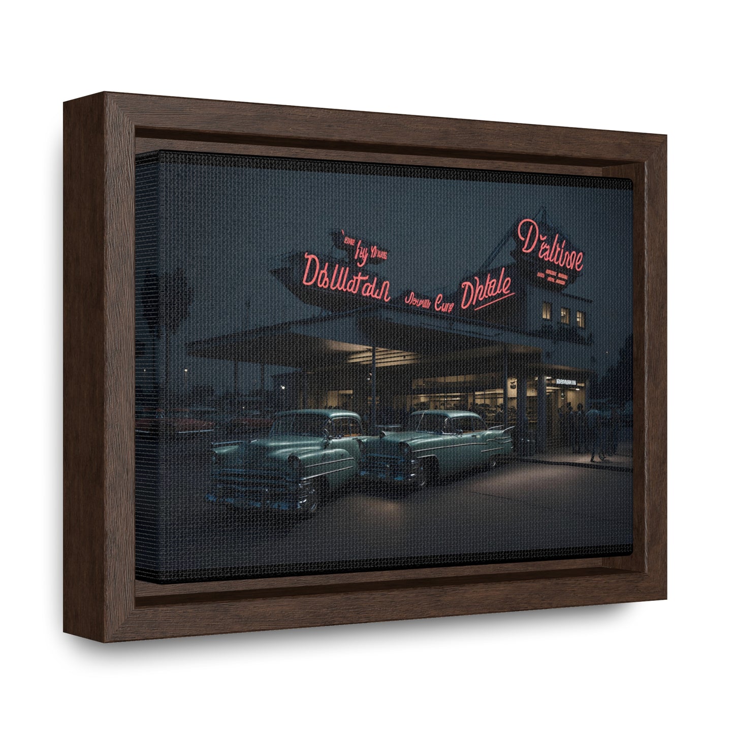 Drive-In Diner Dreams Nostalgic Dystopian Collection of Retro Wall Art Gallery Canvas Wraps Horizontal Frame v5/6