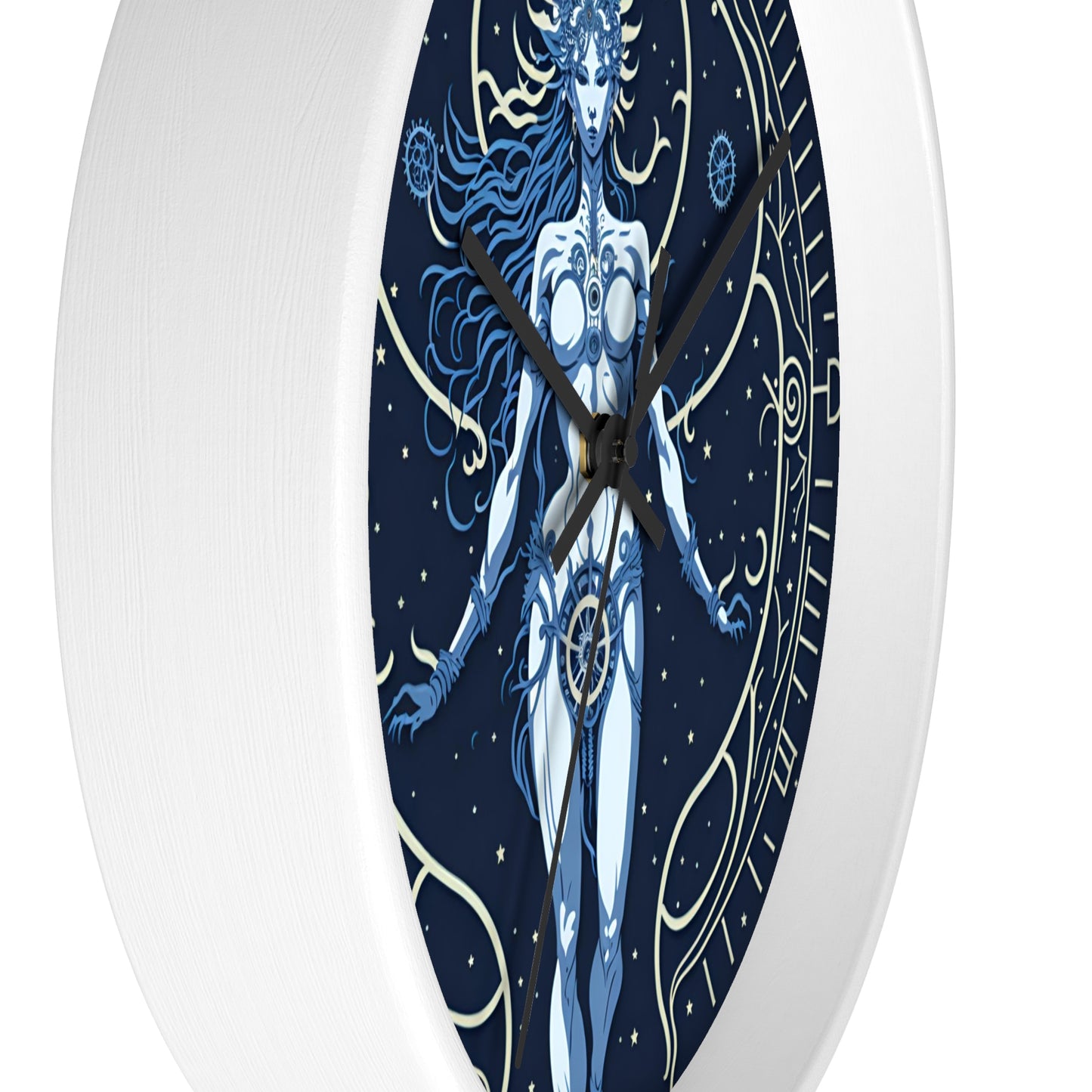 Celestial Goddess Wall Clock Blue design 1 celestial goddess blue Analog Wall Clock design for those fantasy lovers the library bedroom