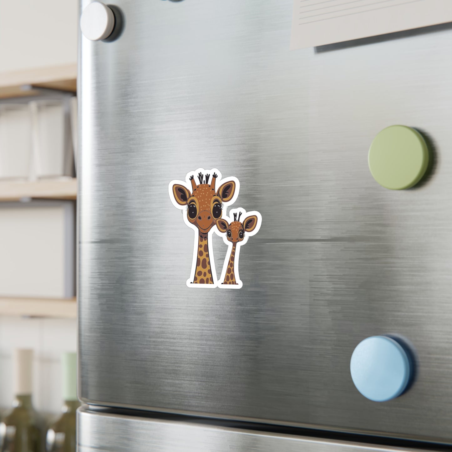 Mother and baby Giraffe Vinyl Decal to liven up the playroom with  vinyl cartoon animals with satin finish removable and restick decal