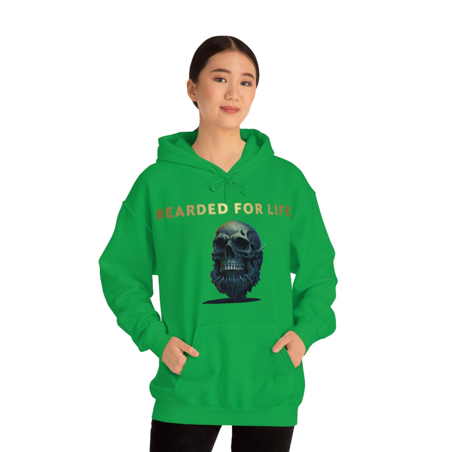 Bearded for life hoodie with a skull with a beard for the man that will have beard till he dies and is proud of his beard on fathers v2