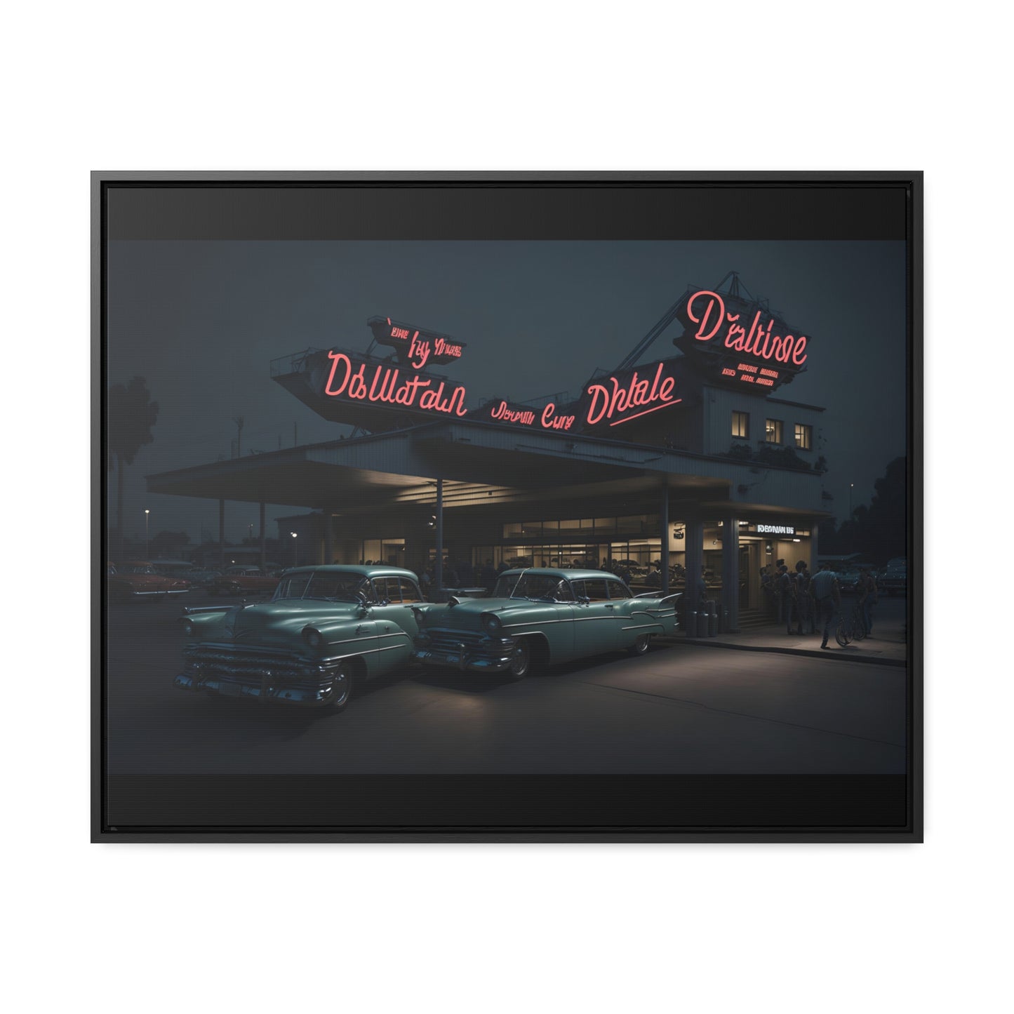 Drive-In Diner Dreams Nostalgic Dystopian Collection of Retro Wall Art Gallery Canvas Wraps Horizontal Frame v5/6