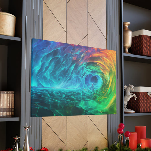 Rainbow wave stretched Canvas Gallery Wraps for the gameroom art gay gift for lgbtq lovers ally femme style art horizontal orientation v1