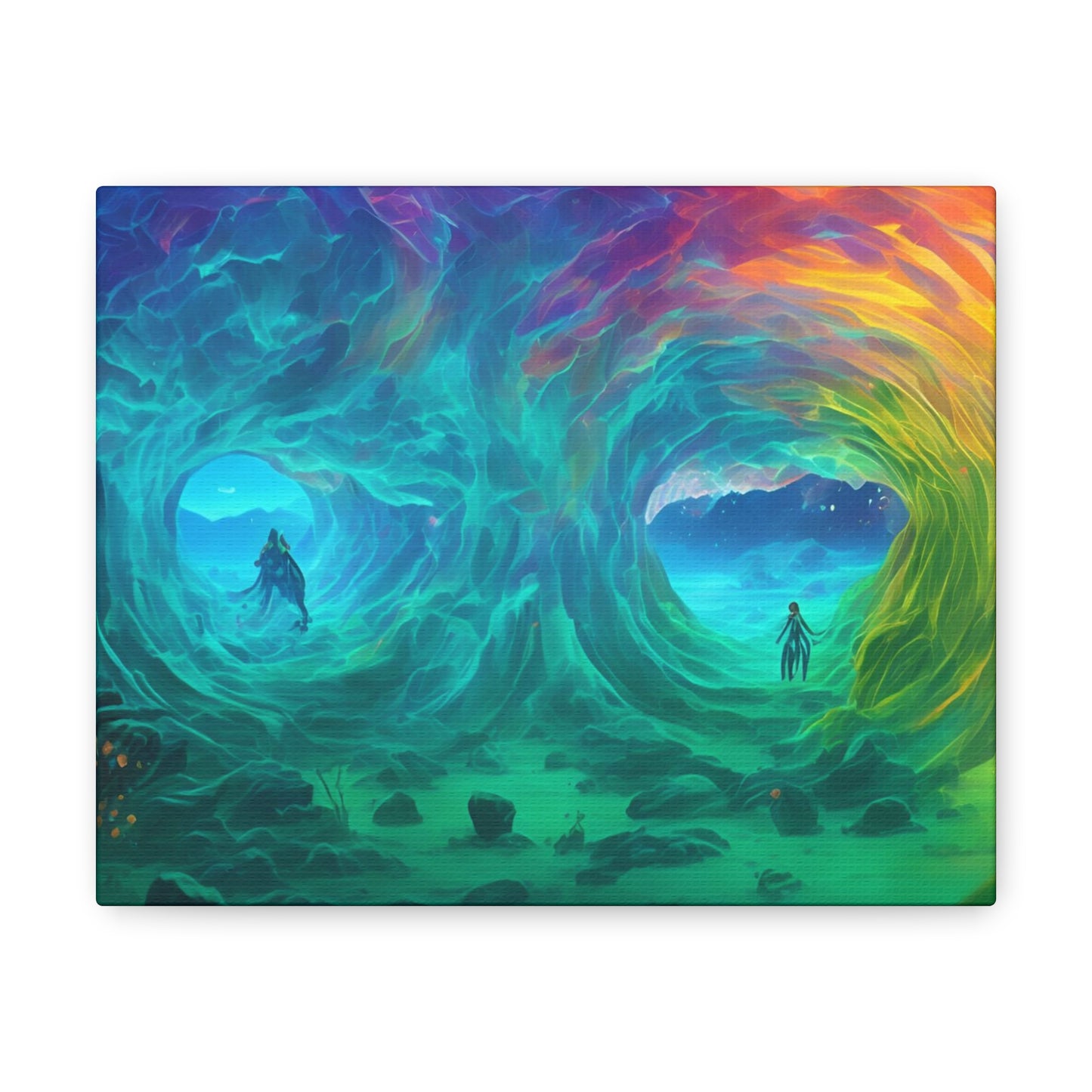 Rainbow wave stretched Canvas Gallery Wraps for the gameroom art gay gift for lgbtq lovers ally femme style art horizontal orientation v2