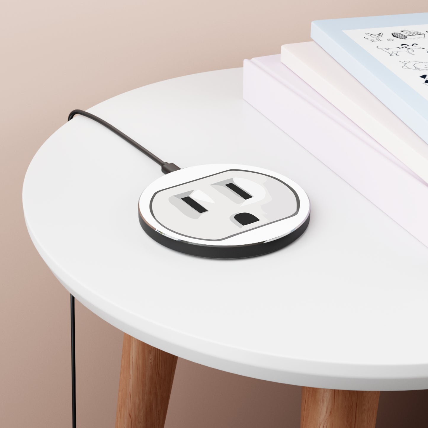 FamiliarCharge Wireless Charger A wireless charger with new day Twist for Tech-Challenged mothers and fathers 110v AC outlet recepticle