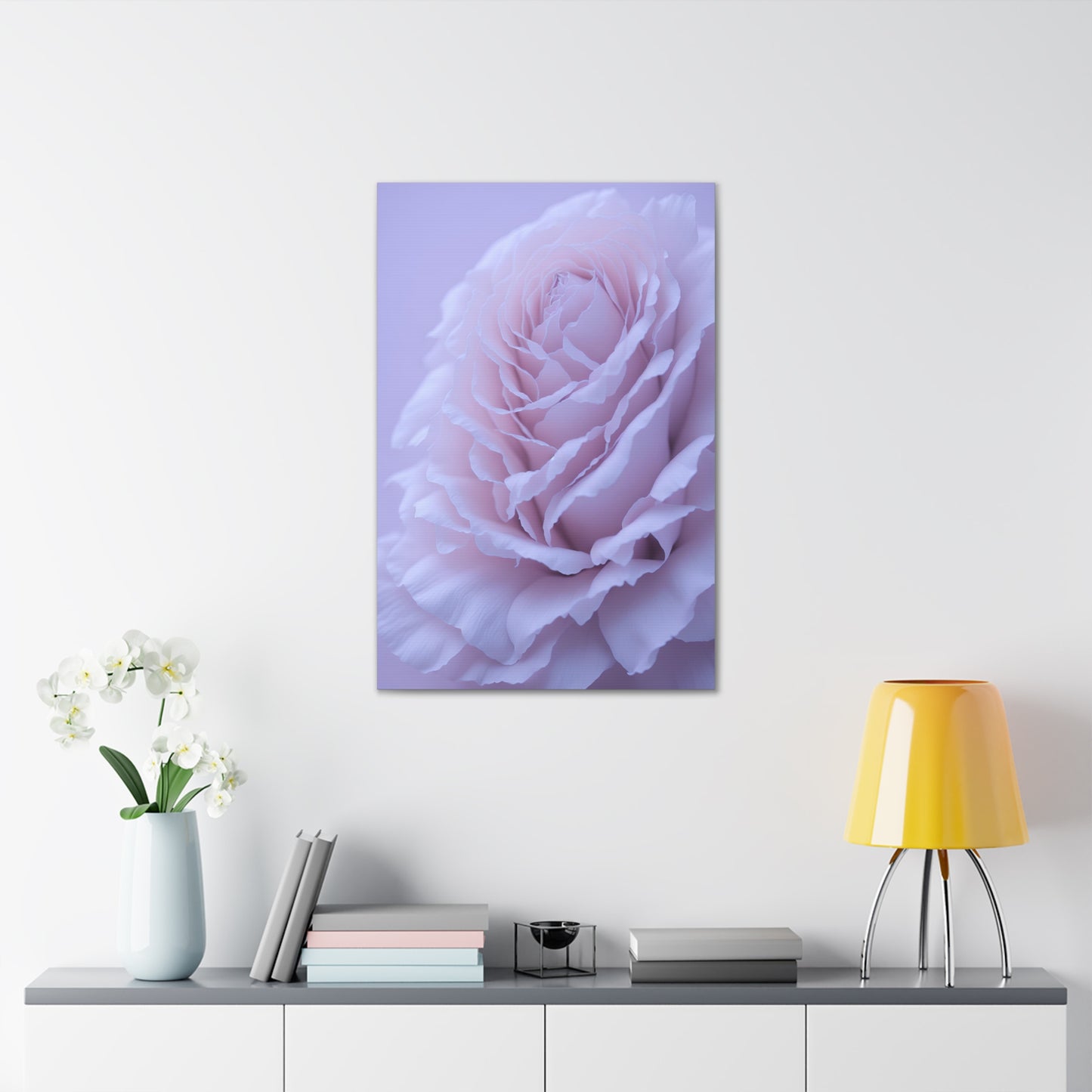 Soft Art White Flower canvas wrap around Soft pink and white print for a soft clean home decor Soft floral art canvas print for the bathroom