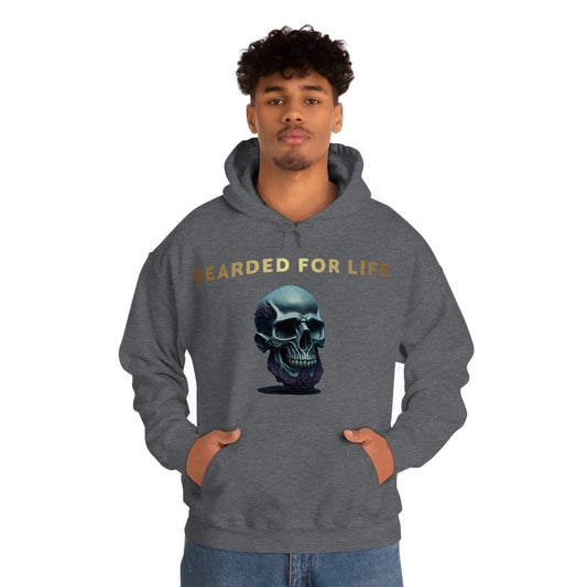 Bearded for life hoodie with a skull with a beard for the man that will have beard till he dies and is proud of his beard on fathers day v1