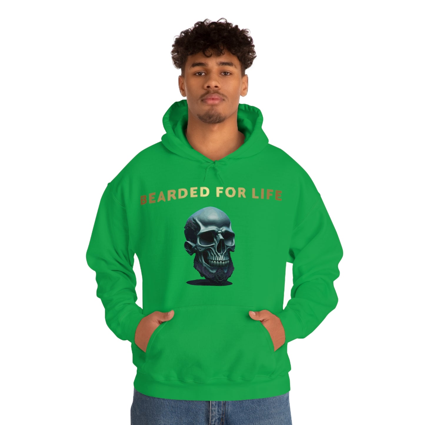 Bearded for life hoodie with a skull with a beard for the man that will have beard till he dies and is proud of his beard on fathers day v1