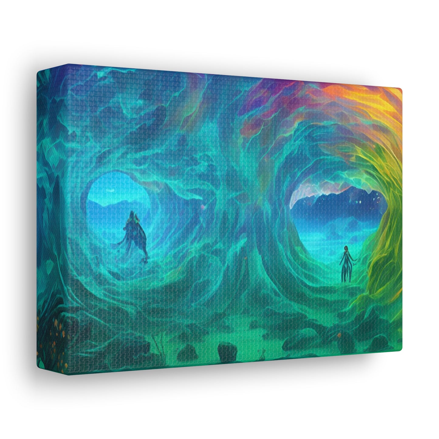 Rainbow wave stretched Canvas Gallery Wraps for the gameroom art gay gift for lgbtq lovers ally femme style art horizontal orientation v2