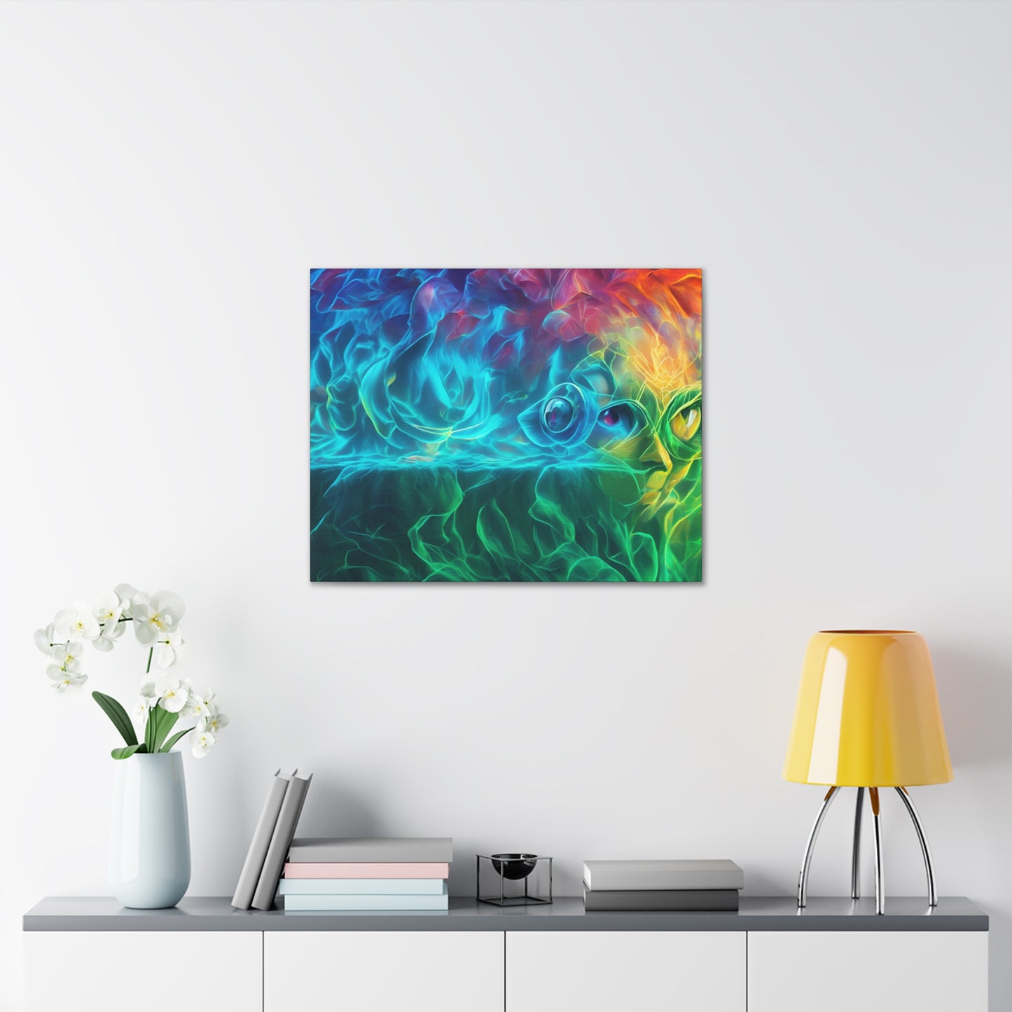 Rainbow wave stretched Canvas Gallery Wraps for the gameroom art gay gift for lgbtq lovers ally femme style art horizontal orientation v4