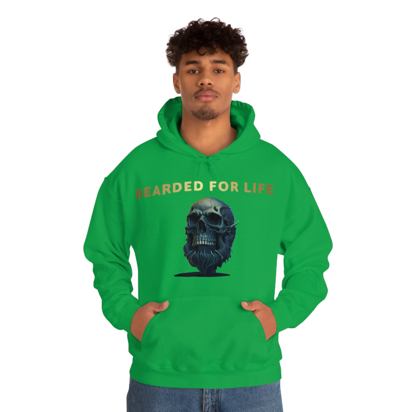 Bearded for life hoodie with a skull with a beard for the man that will have beard till he dies and is proud of his beard on fathers v2