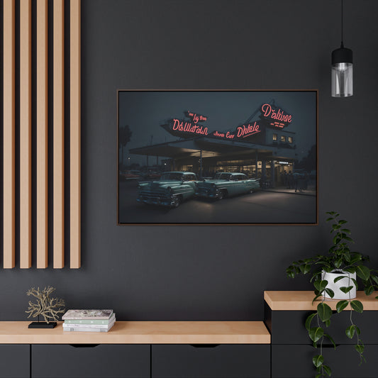 Drive-In Diner Dreams Nostalgic Dystopian Collection of Retro Wall Art Gallery Canvas Wraps Horizontal Frame v5/6