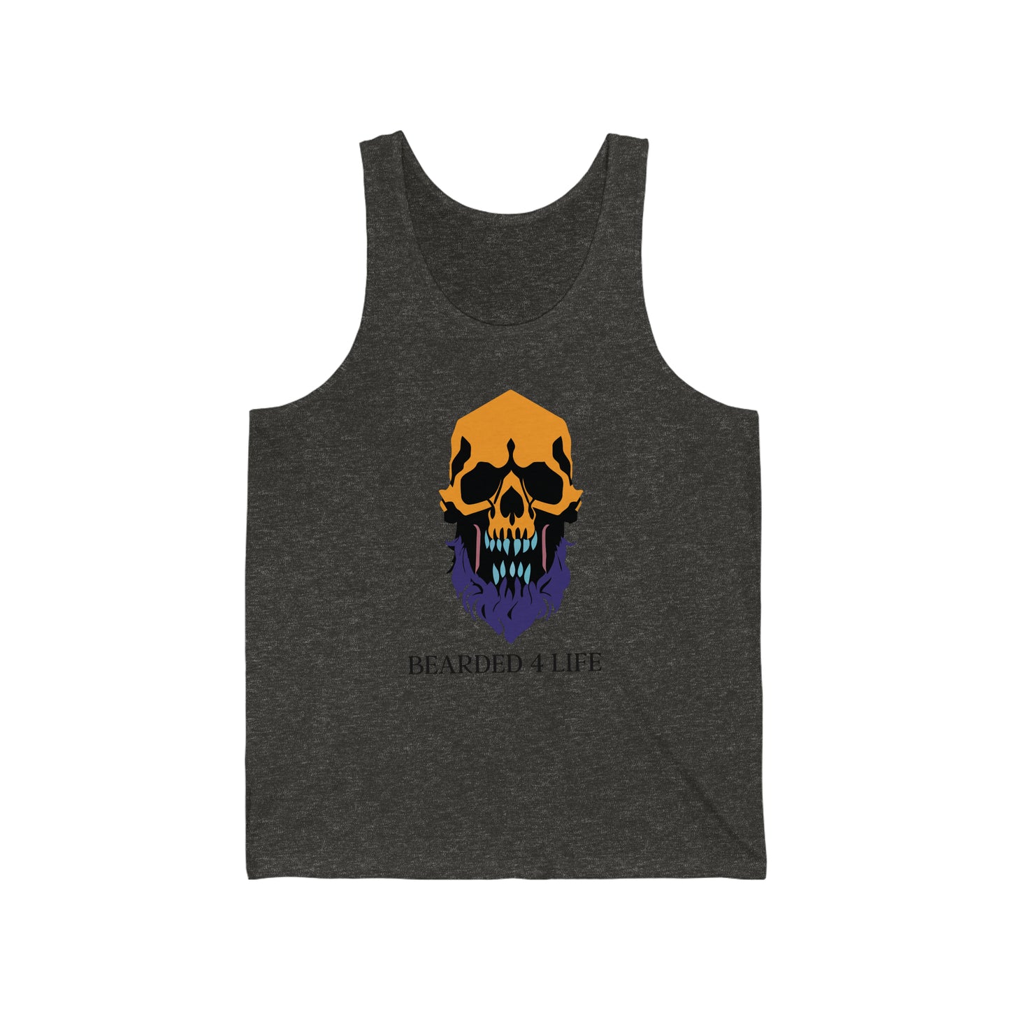 Bearded 4 Life tank top for bearded men that just wont quit with the beard skull with a beard tank for fathers with beads on fathers day v5