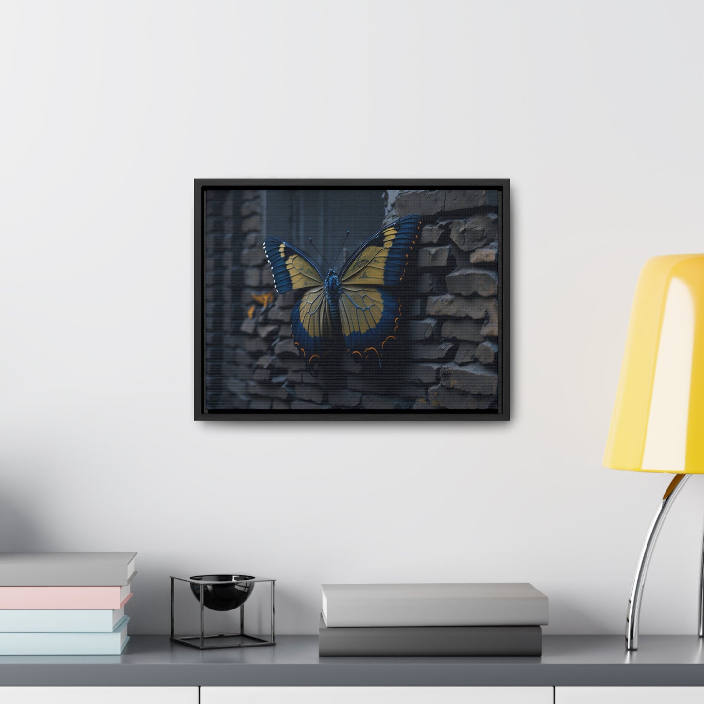 Dilapidated Butterfly Gallery Canvas art Wrap artwork depicting a fresh start at life in a barren wasteland