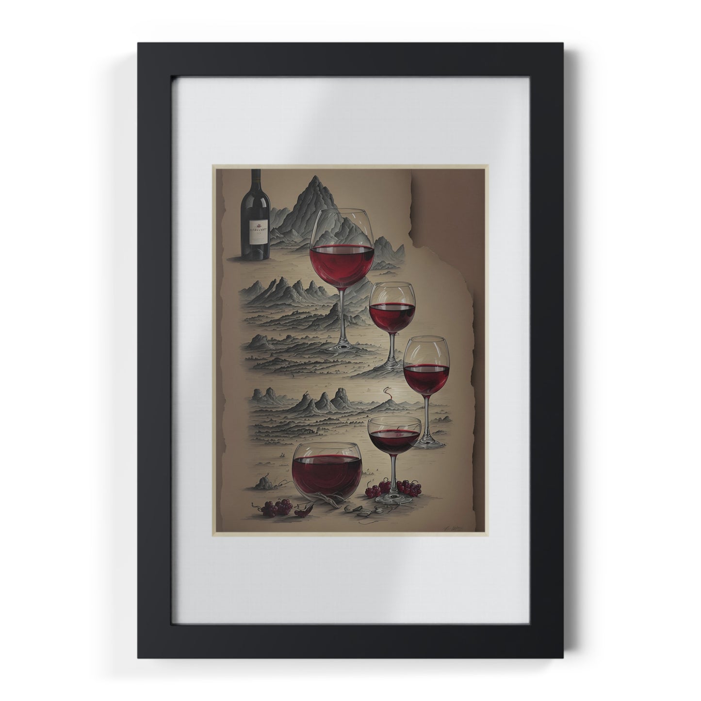 Wine framed art bar gift for mom black for the kitchen dining poster v5