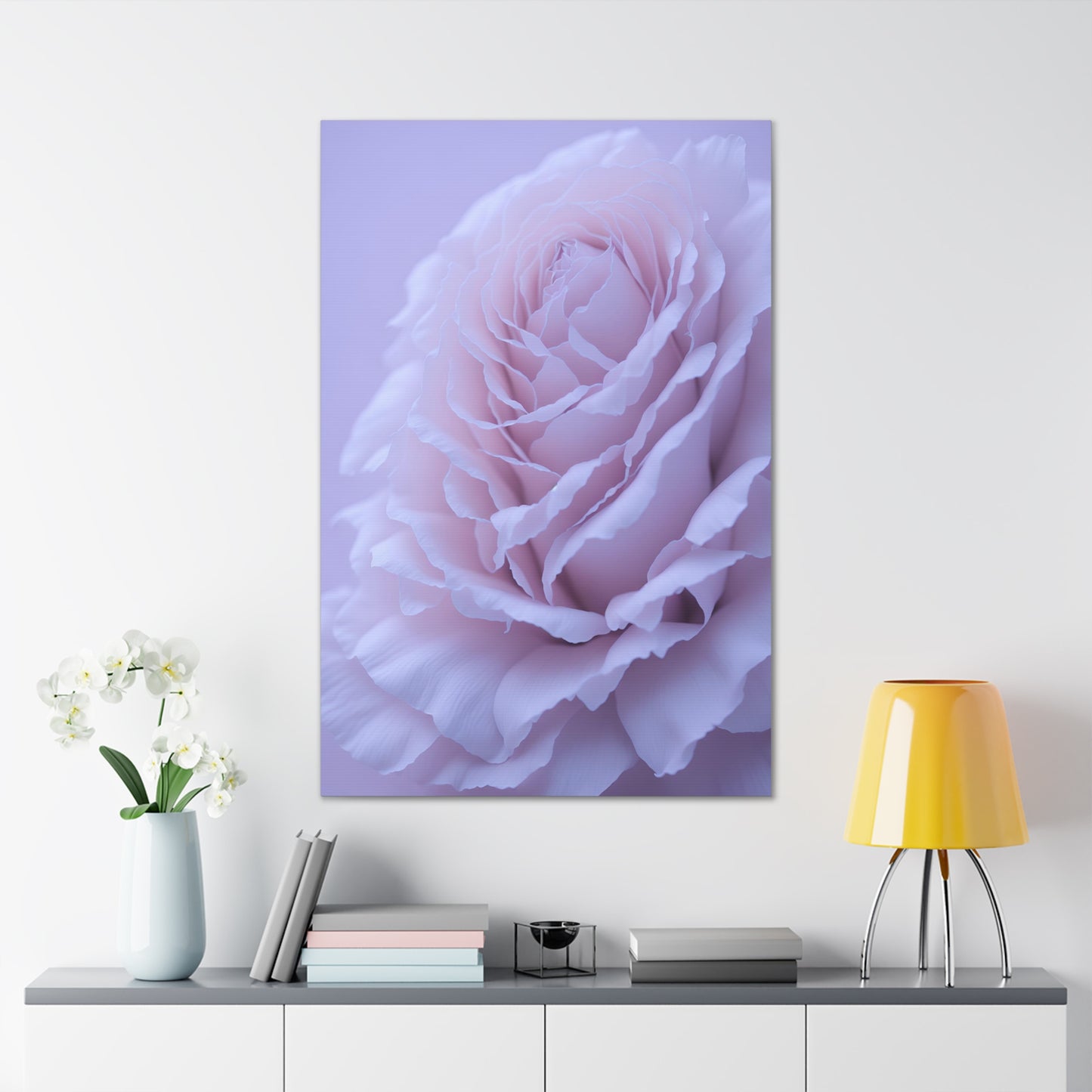 Soft Art White Flower canvas wrap around Soft pink and white print for a soft clean home decor Soft floral art canvas print for the bathroom