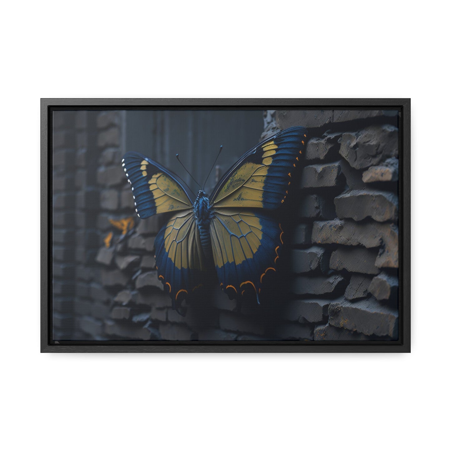 Dilapidated Butterfly Gallery Canvas art Wrap artwork depicting a fresh start at life in a barren wasteland