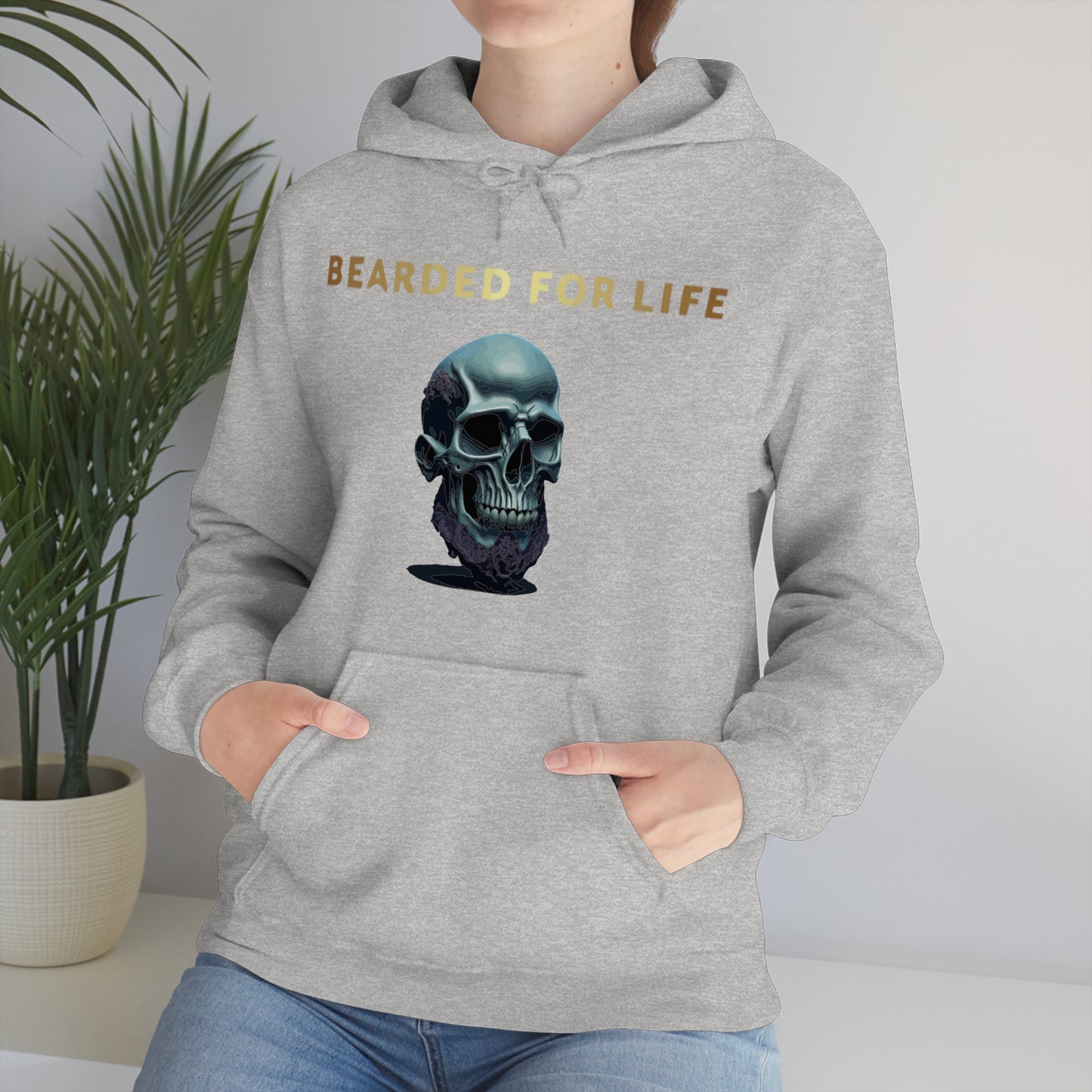 Bearded for life hoodie with a skull with a beard for the man that will have beard till he dies and is proud of his beard on fathers day v1