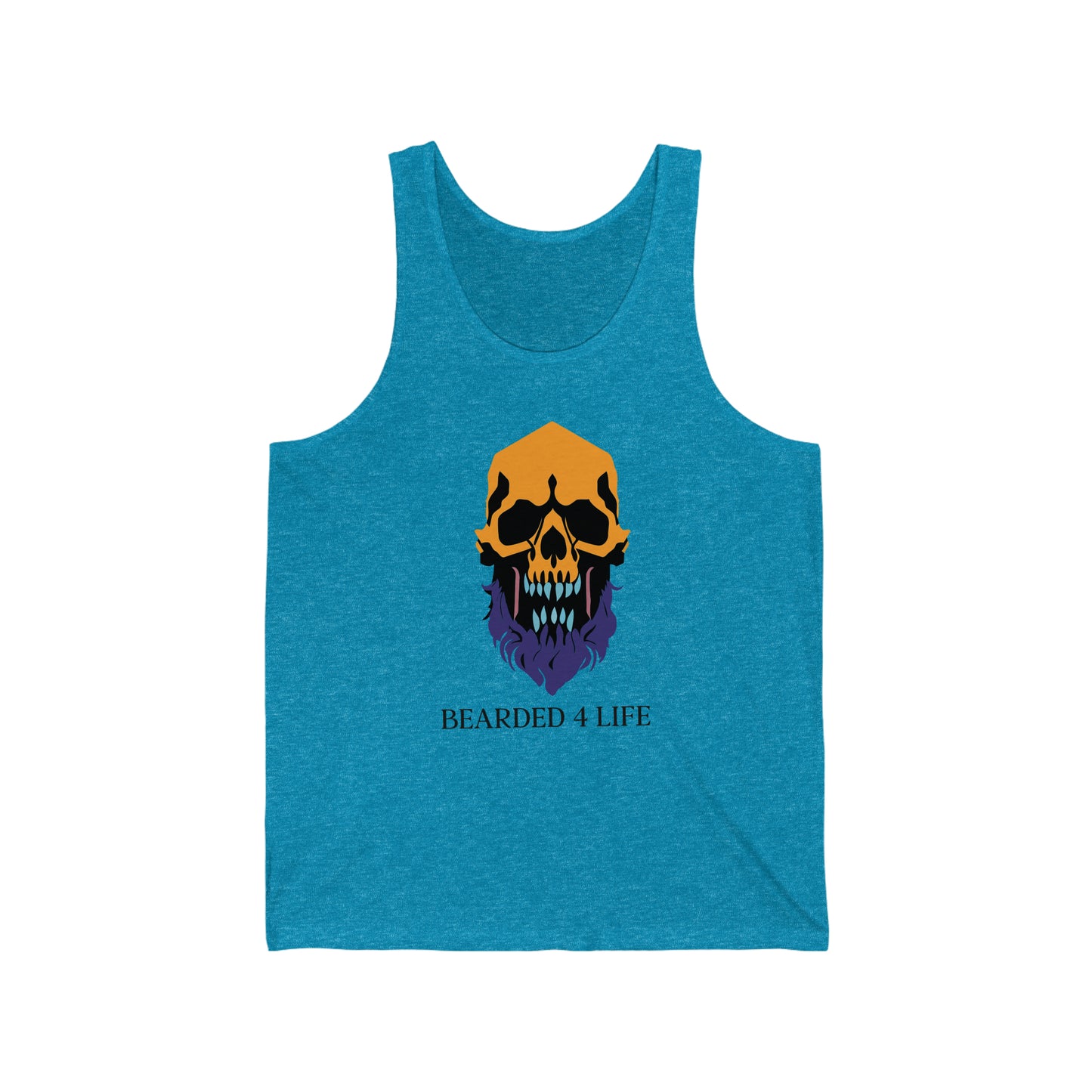 Bearded 4 Life tank top for bearded men that just wont quit with the beard skull with a beard tank for fathers with beads on fathers day v5