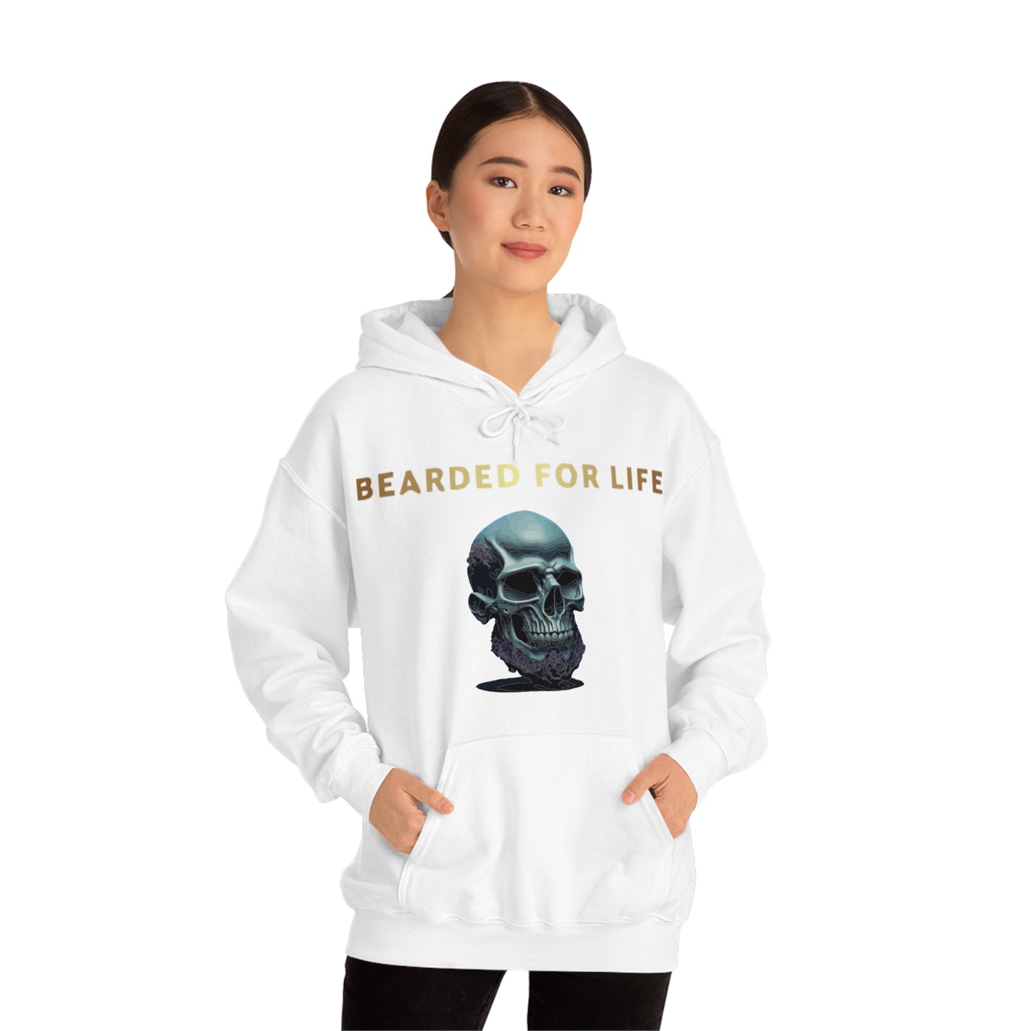 Bearded for life hoodie with a skull with a beard for the man that will have beard till he dies and is proud of his beard on fathers day v1