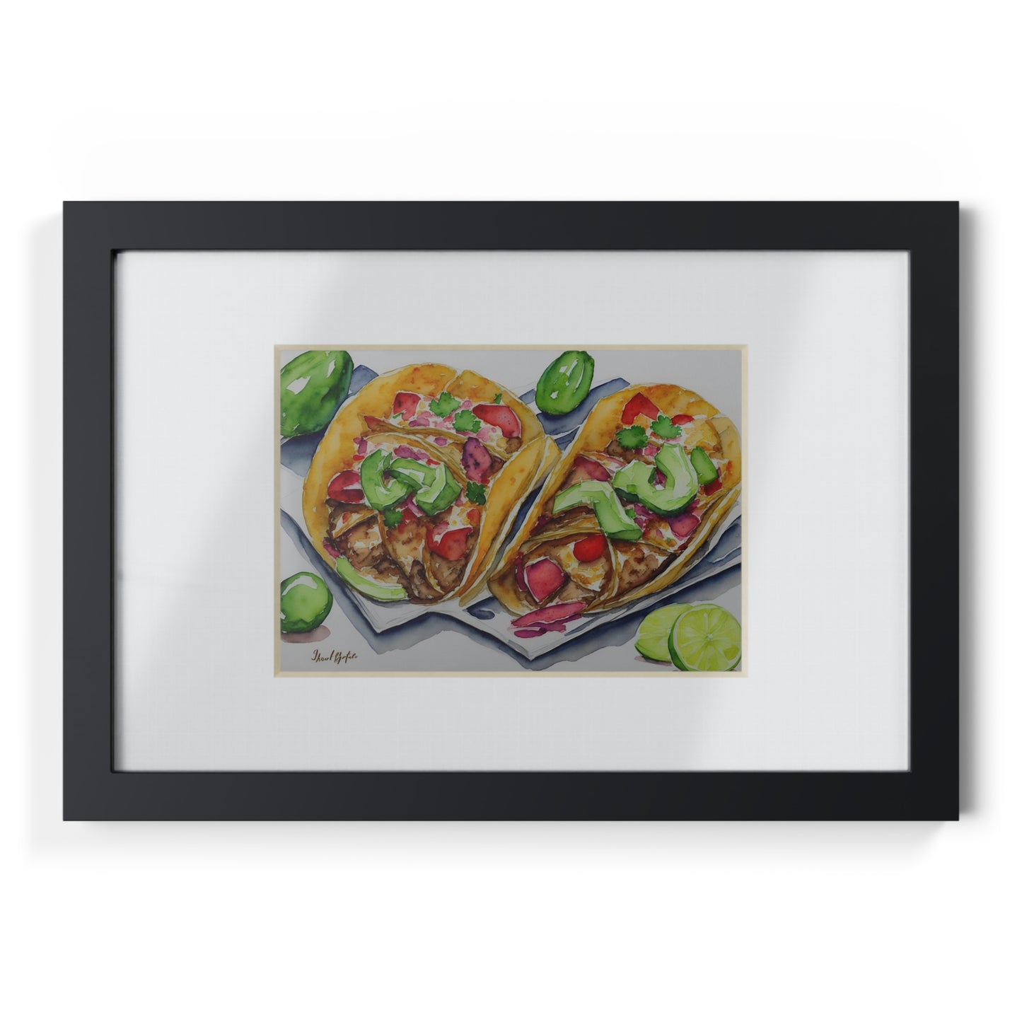 Tacos framed art bar gift for restaurant black frame kitchen dining poster v1