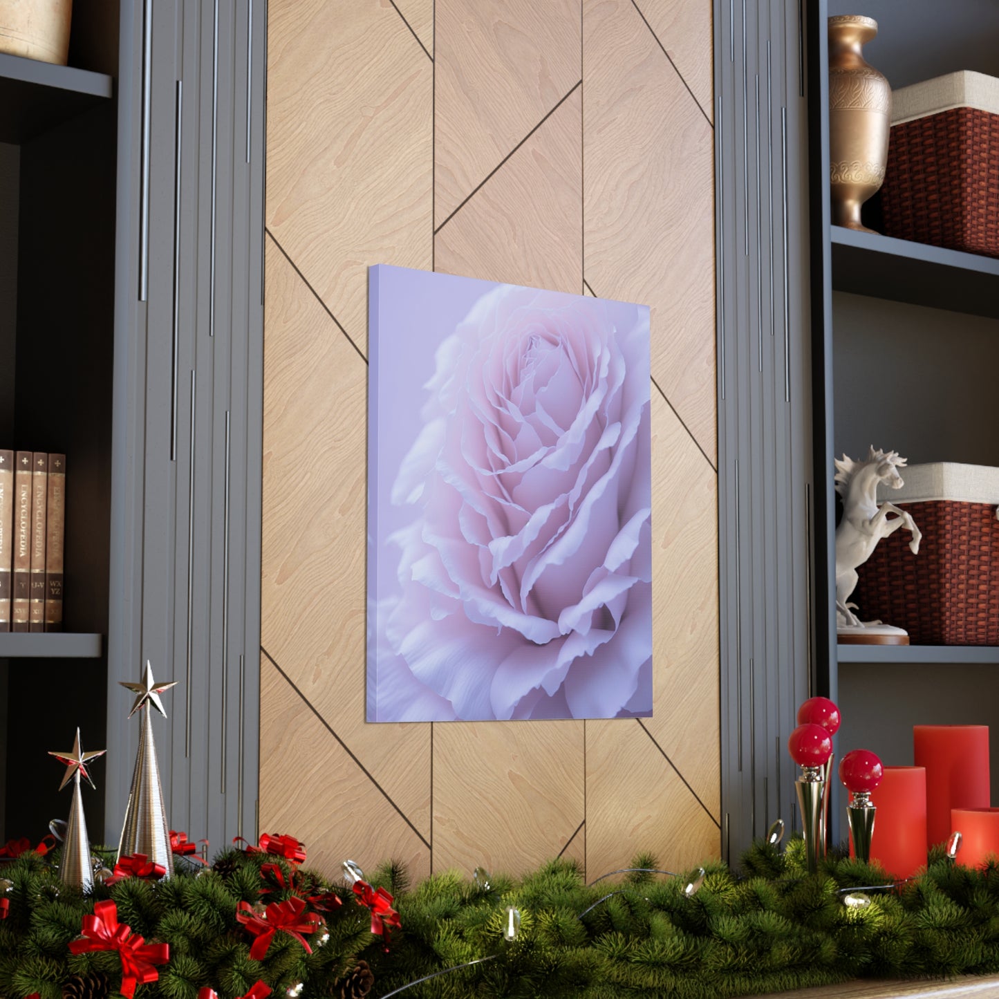 Soft Art White Flower canvas wrap around Soft pink and white print for a soft clean home decor Soft floral art canvas print for the bathroom