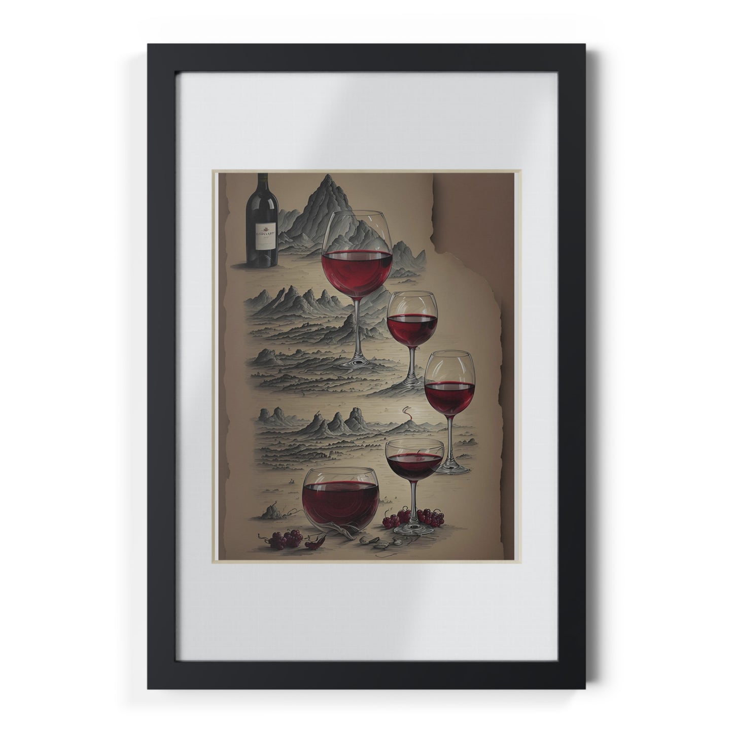 Wine framed art bar gift for mom black for the kitchen dining poster v5