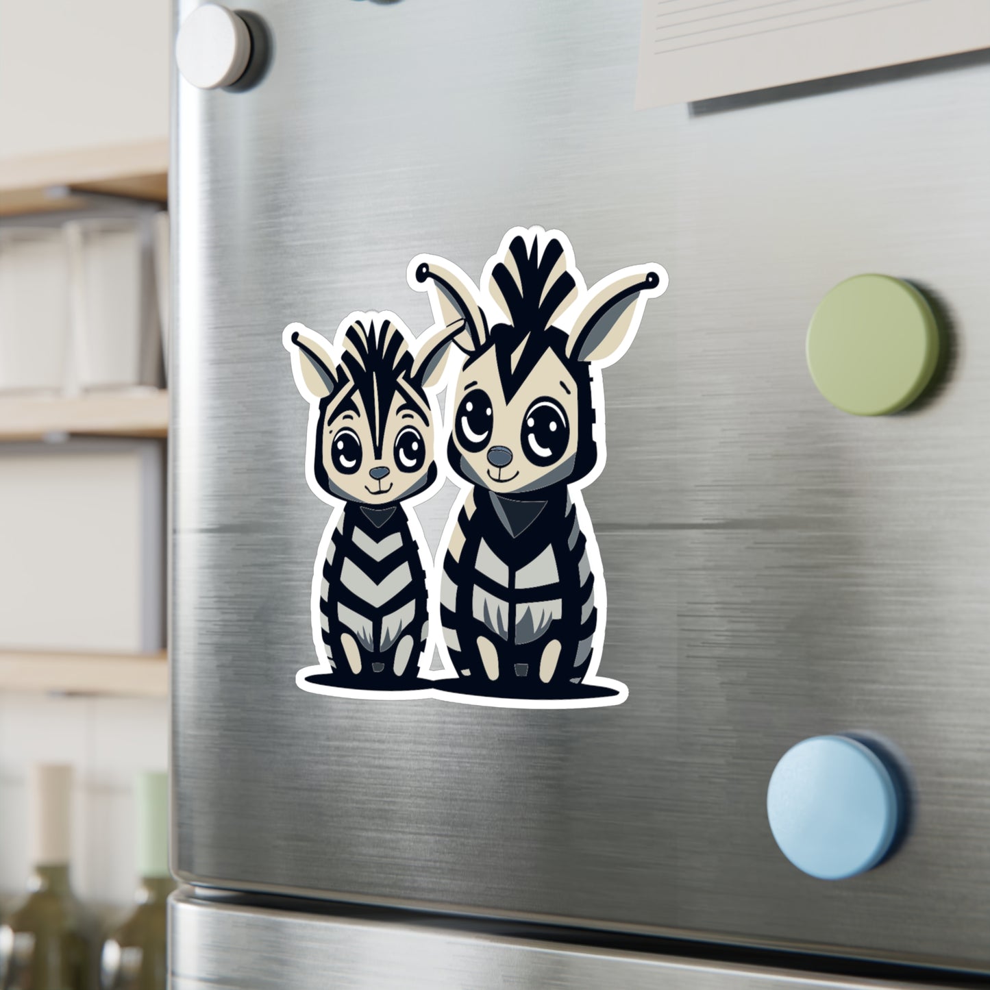 Mother and baby zebra Vinyl Decal to liven up the playroom with vinyl cartoon animals with satin finish removable and restick decal