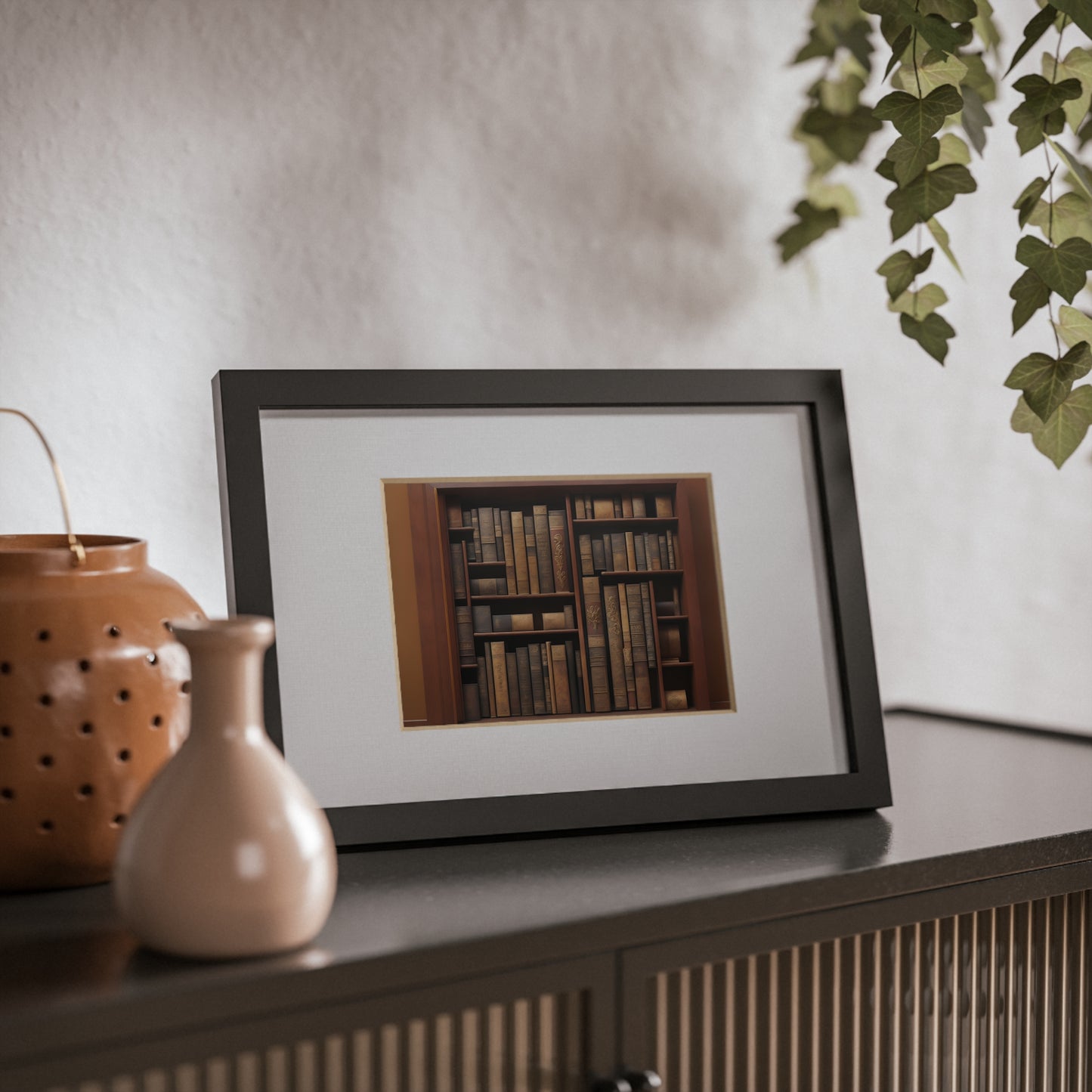 Library framed art library bookshelf studio study office poster teacher 2