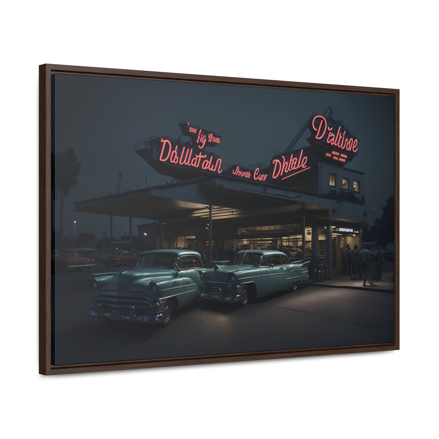 Drive-In Diner Dreams Nostalgic Dystopian Collection of Retro Wall Art Gallery Canvas Wraps Horizontal Frame v5/6