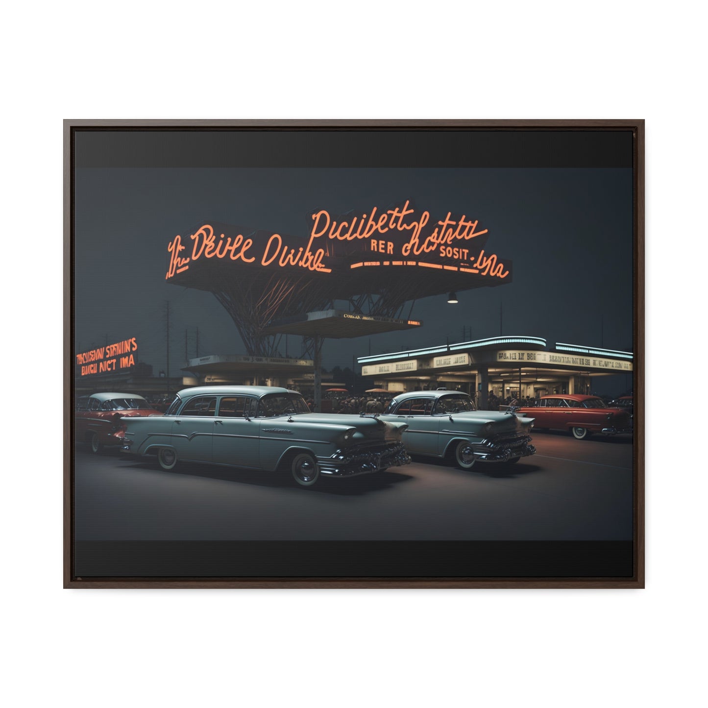 Drive-In Diner Dreams Nostalgic Dystopian Collection of Retro Wall Art Gallery Canvas Wraps Horizontal Frame v6/6